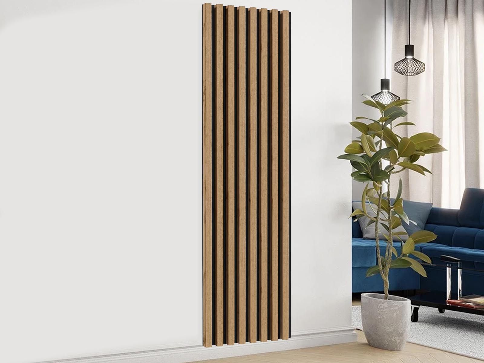 Panneau mural CELESTINO 179x51 cm noir/chêne wotan