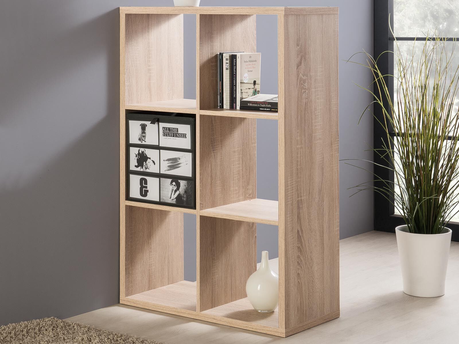 Bibliothèque MAXIM 6 niches chêne sonoma