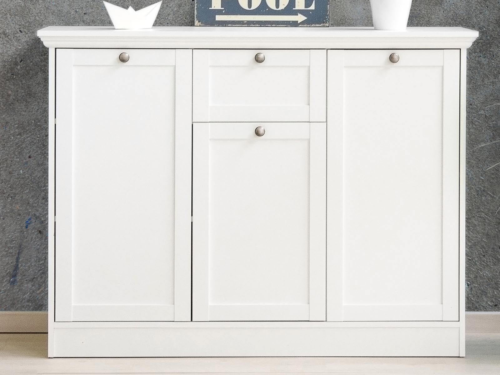 Commode LANDO 3 portes 1 tiroir blanc