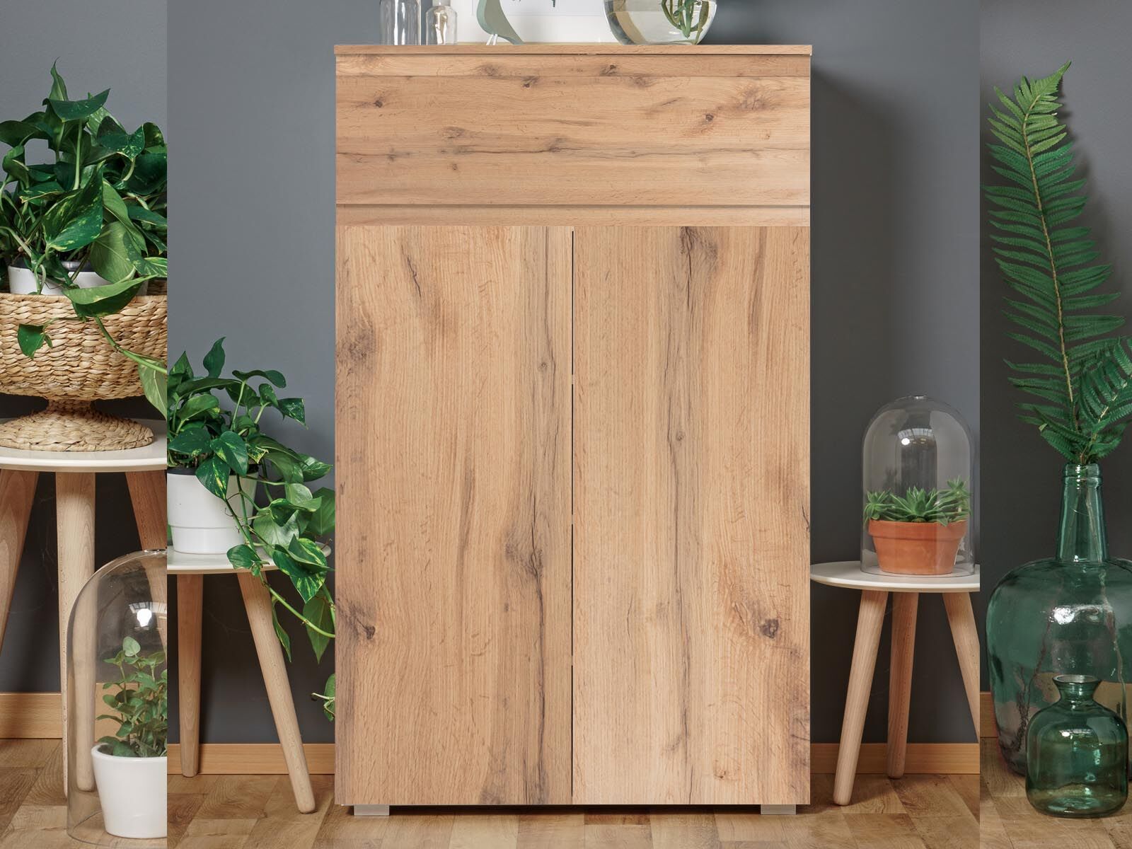 Meuble à chaussures IMANO 2 portes 1 tiroir chêne doré