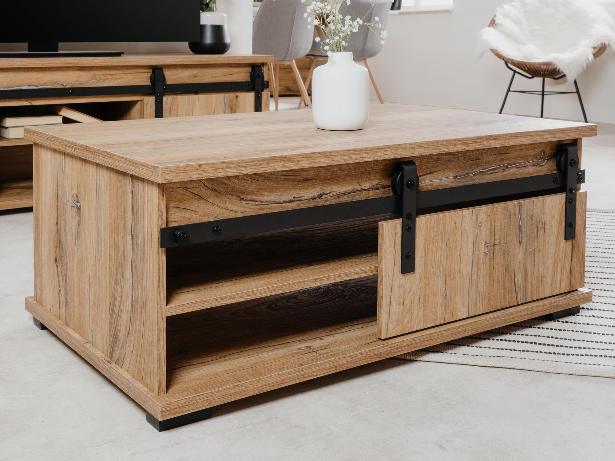 Table basse rectangulaire MANNY 100 cm chêne flagstaff