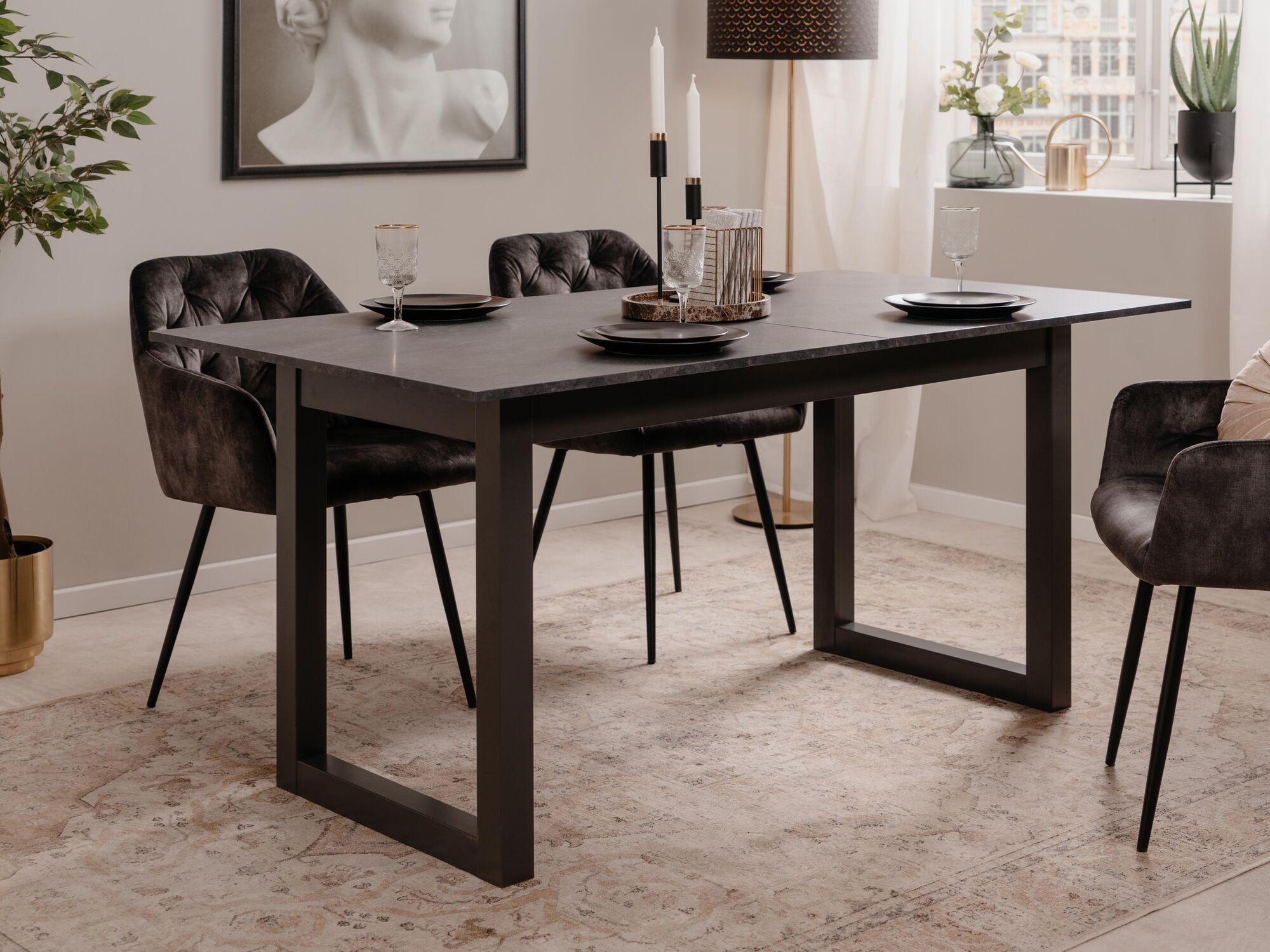 Table à repas extensible AUSTINA 160 > 200 cm noir/anthracite