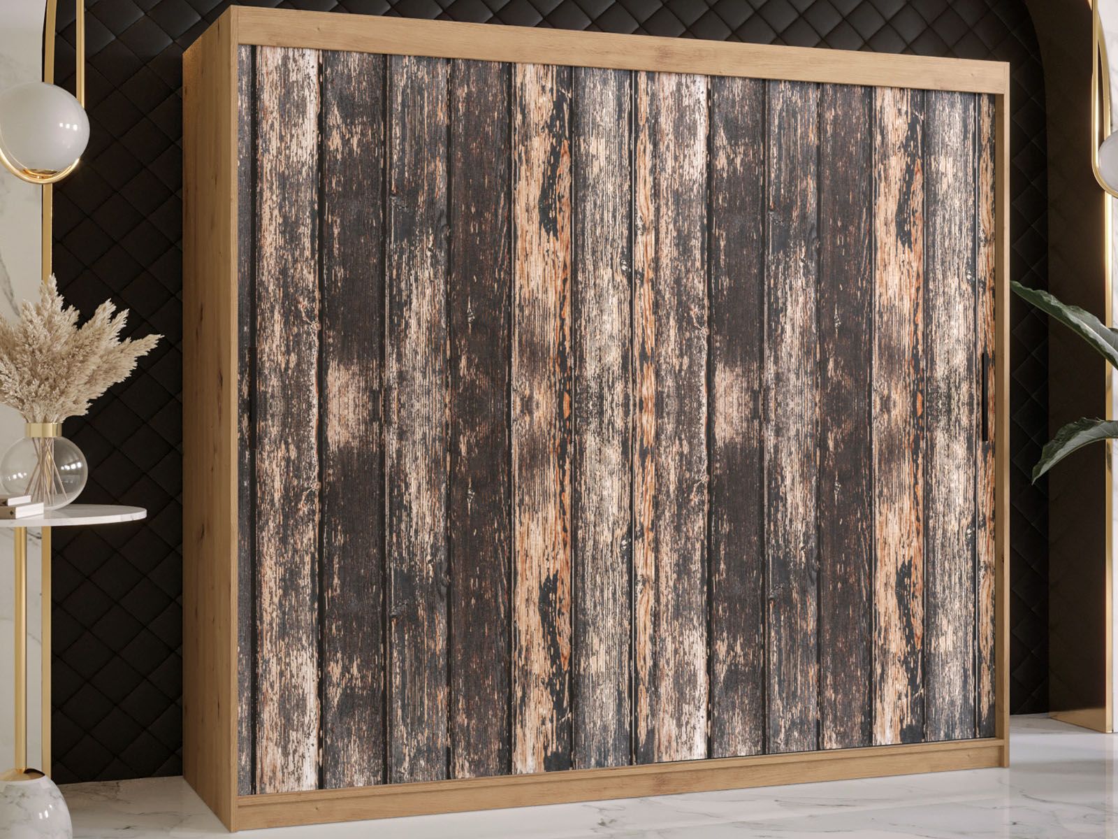 Armoire TODY 2 portes coulissantes 200 cm chêne artisan