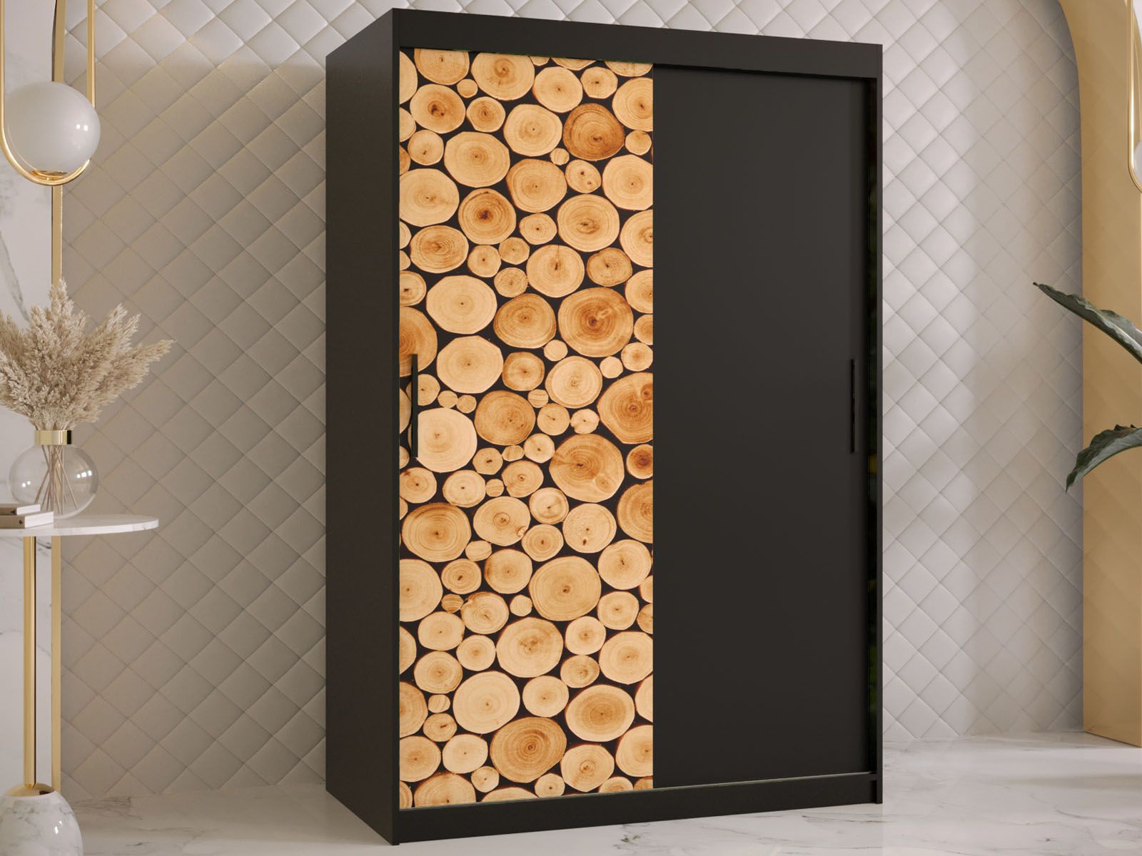 Armoire SOSNY 2 portes coulissantes 120 cm noir