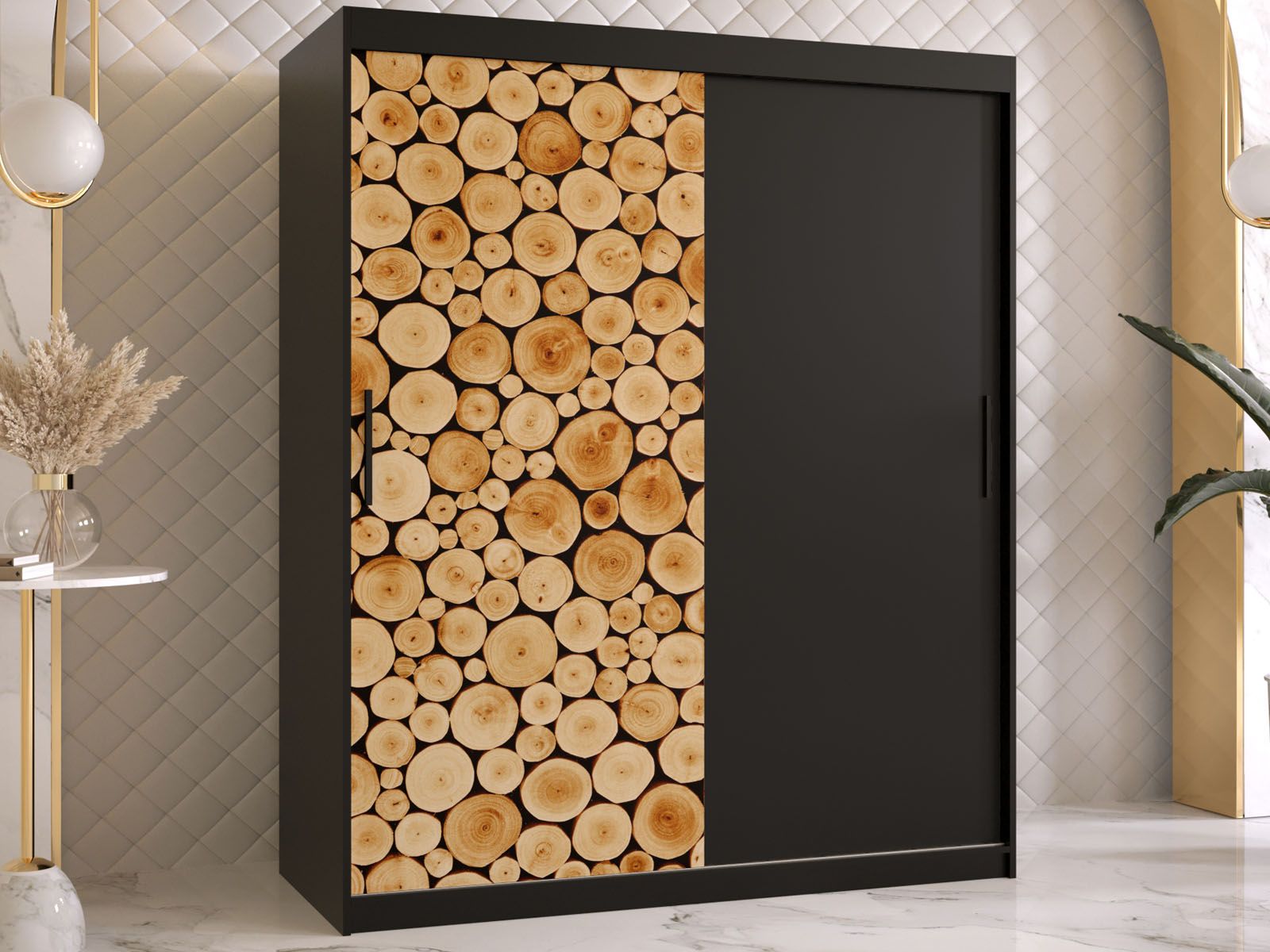 Armoire SOSNY 2 portes coulissantes 150 cm noir