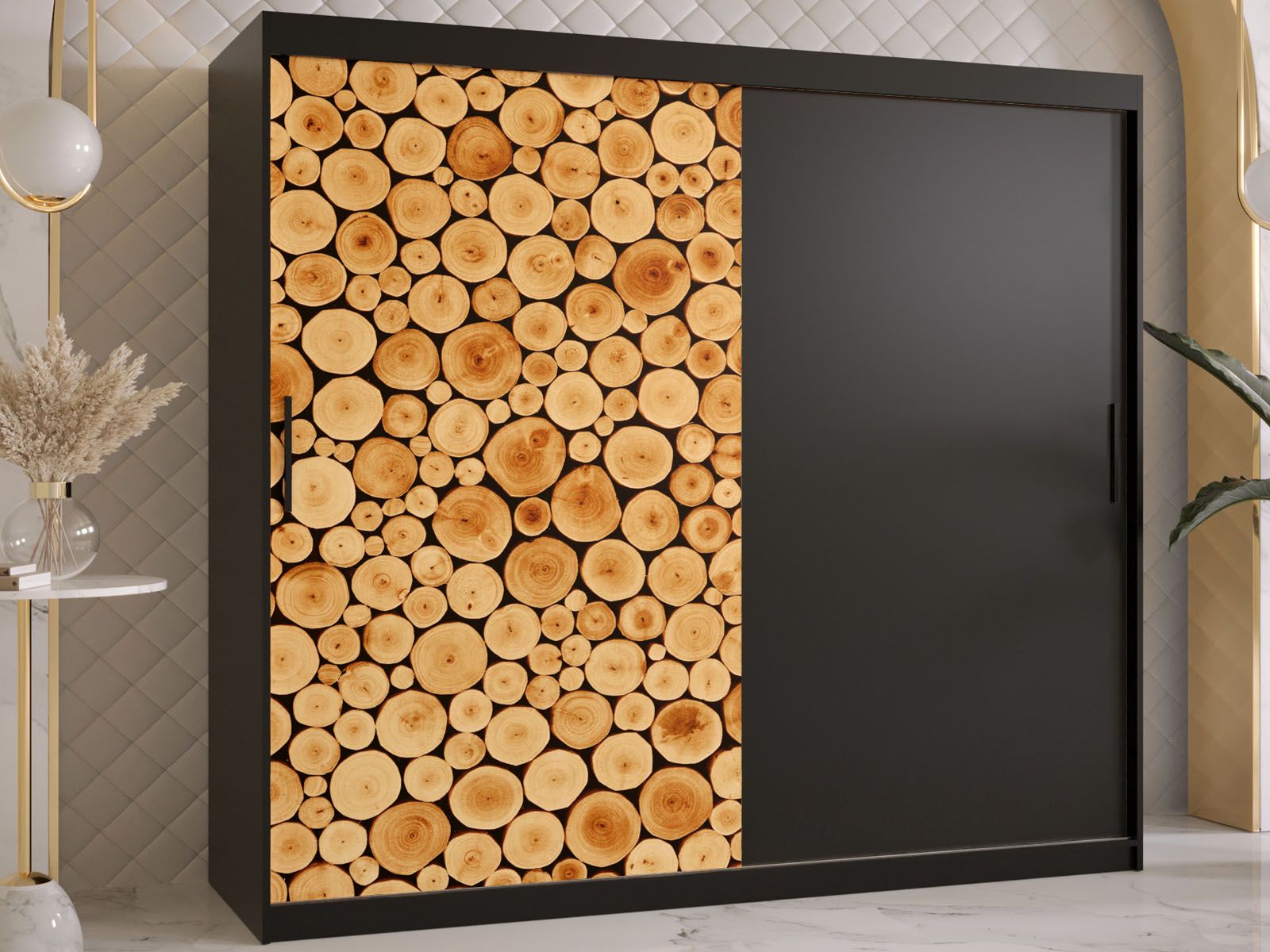 Armoire SOSNY 2 portes coulissantes 200 cm noir