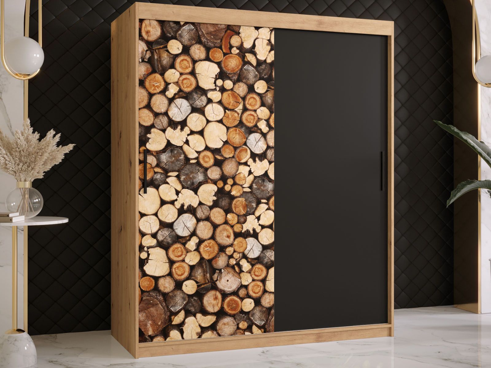 Armoire DREMBO 2 portes coulissantes 150 cm chêne artisan