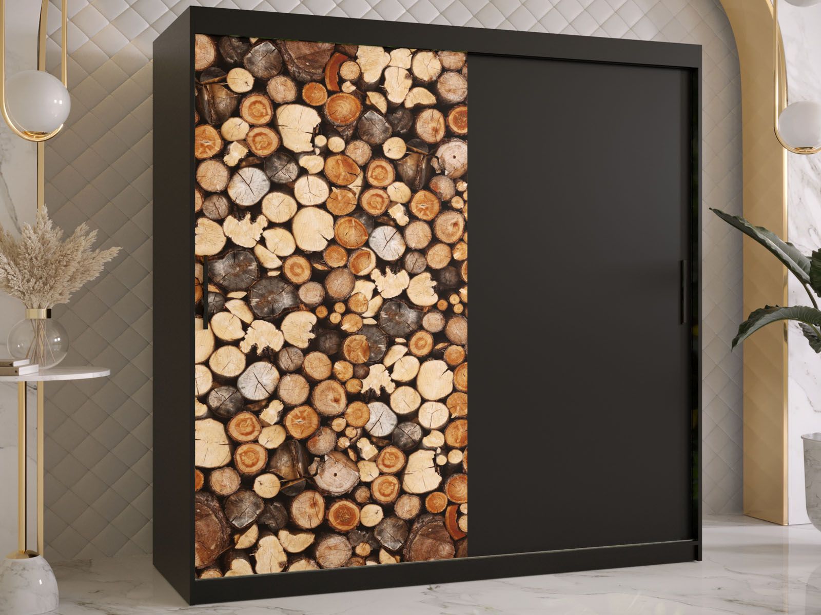 Armoire DREMBO 2 portes coulissantes 180 cm noir