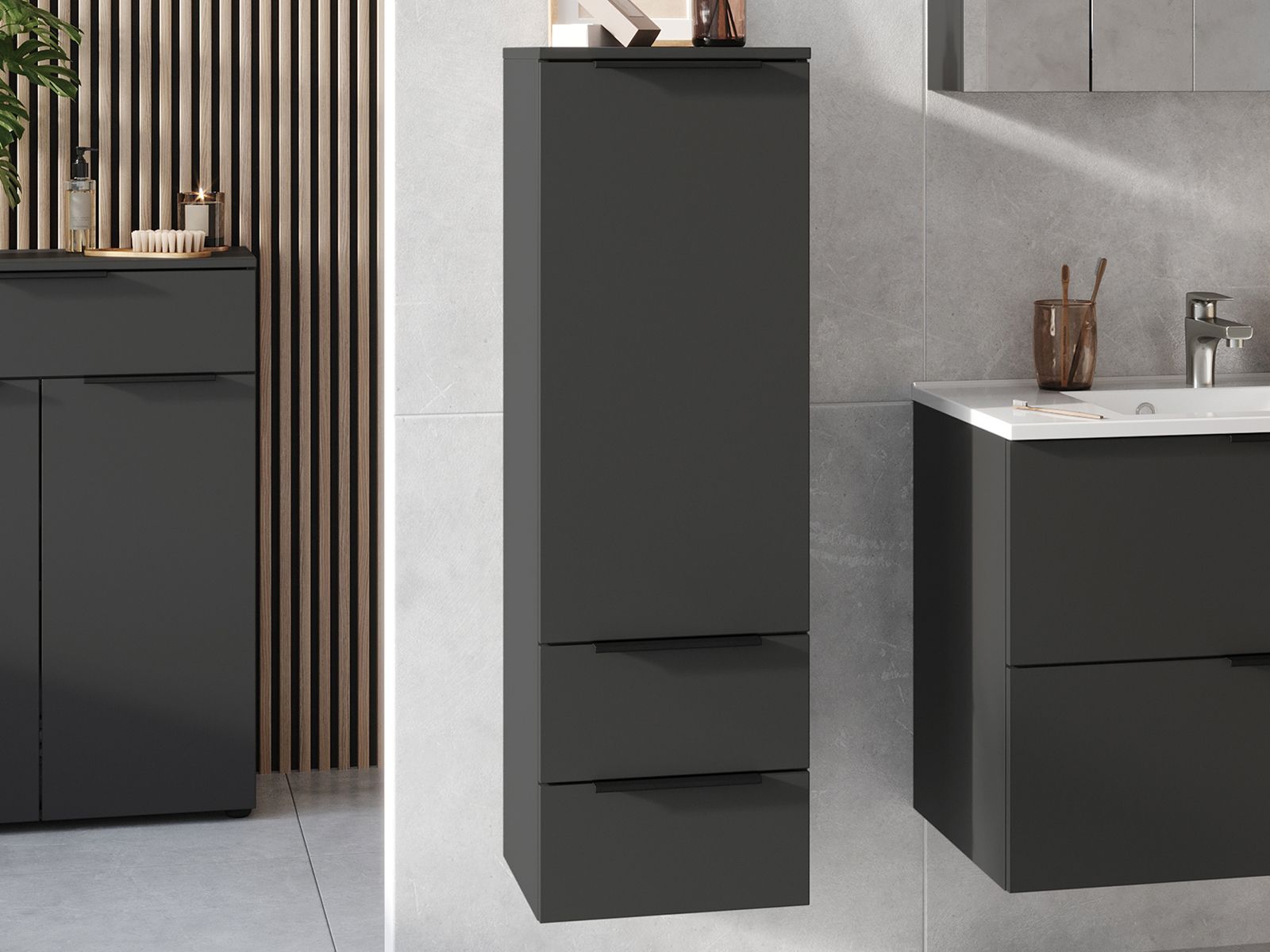 Colonne CANTONA 1 porte 2 tiroirs graphite