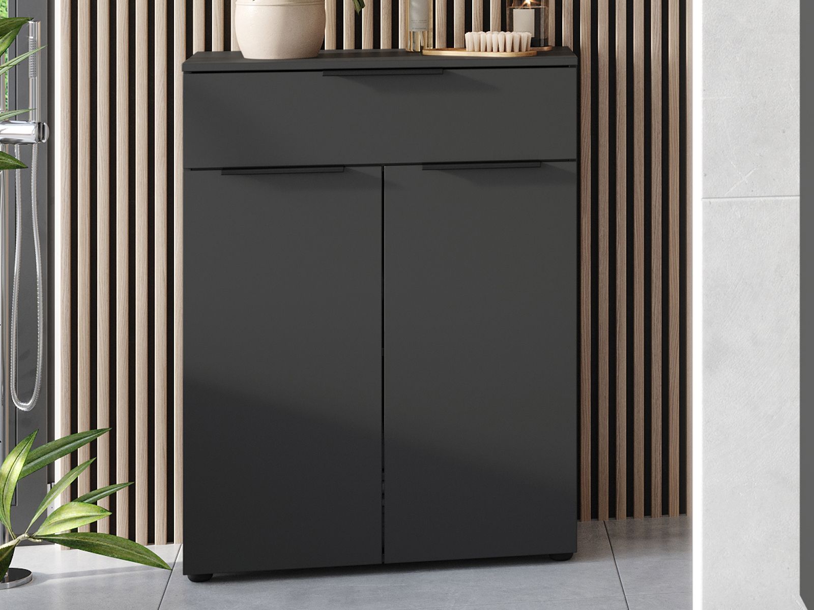 Commode CANTONA 2 portes 1 tiroir graphite