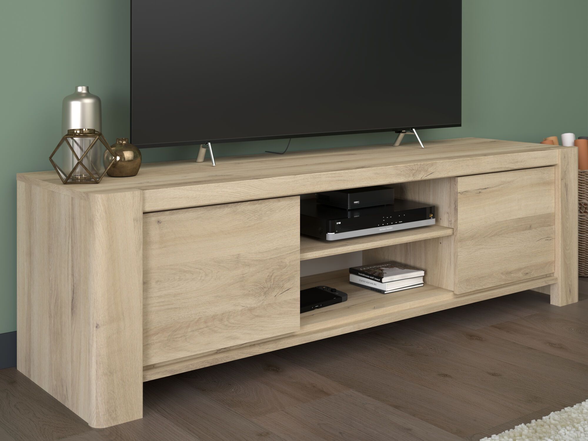 Meuble tv-hifi PORTORICO 2 portes chêne krönberg