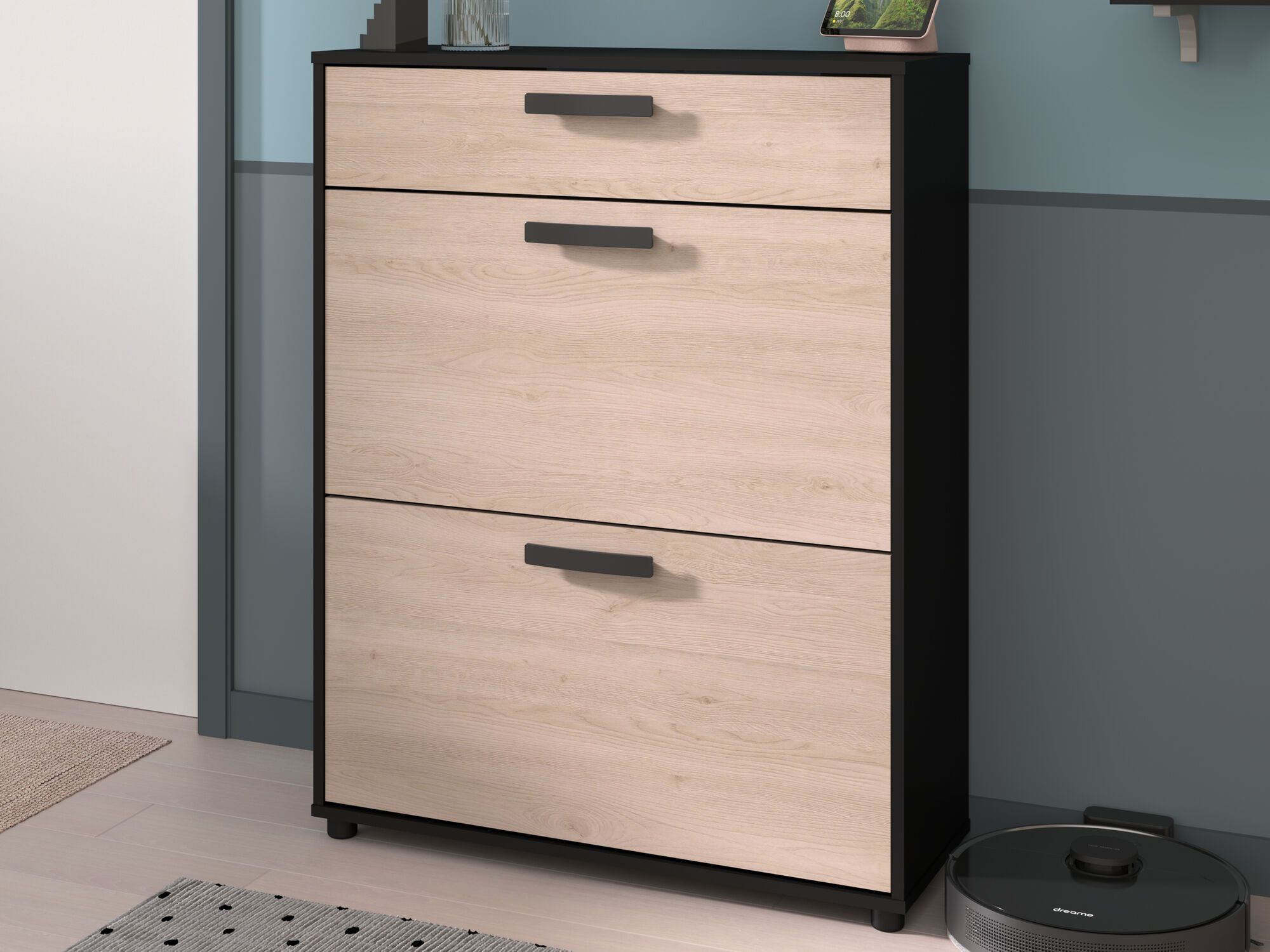 Meuble à chaussures CELESTINE 2 portes 1 tiroir chêne brooklyn