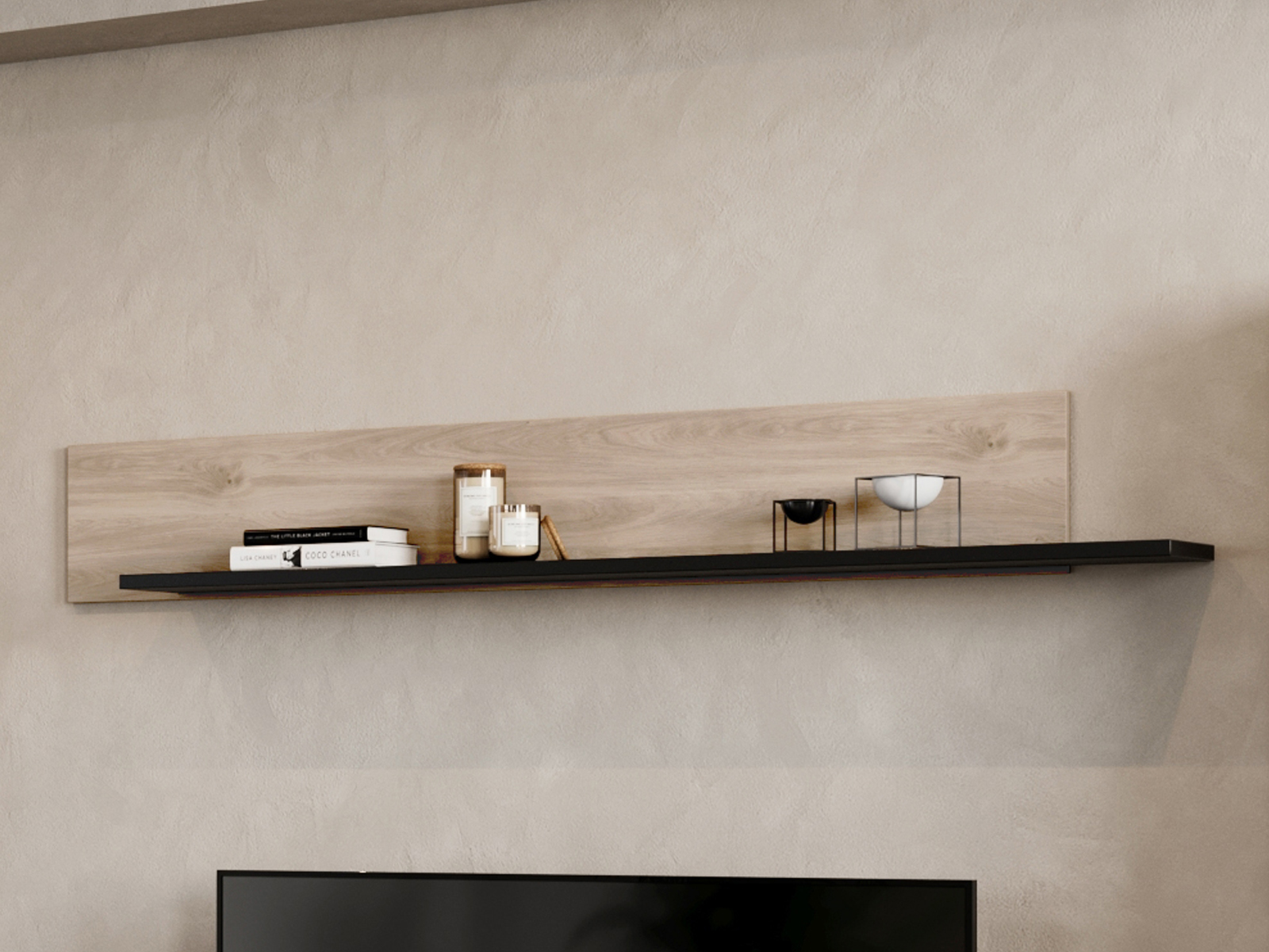 Etagère murale CADOLZBURG chêne castello/noir