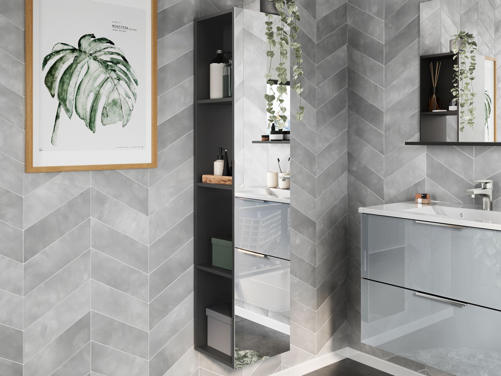 Colonne VASILIO 4 niches graphite