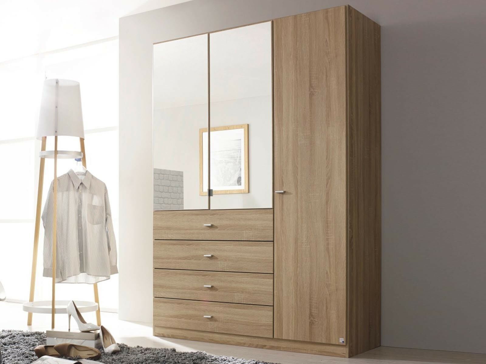 Armoire SIENNE 3 portes et 4 tiroirs sonoma