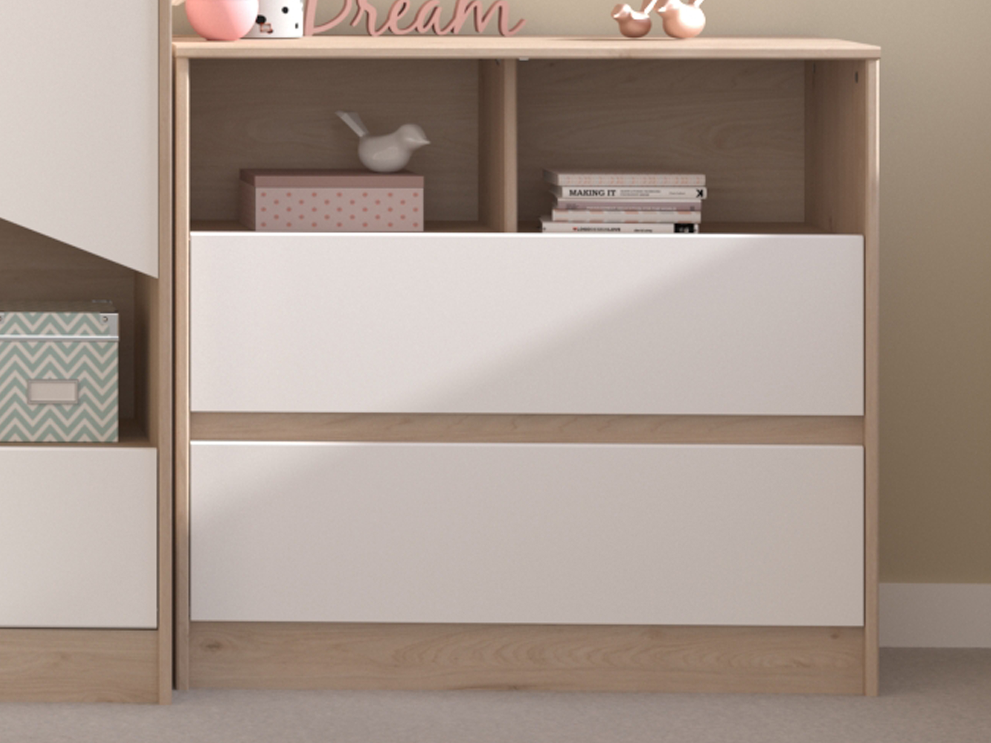Commode SHELASO 2 portes chêne jackson/blanc