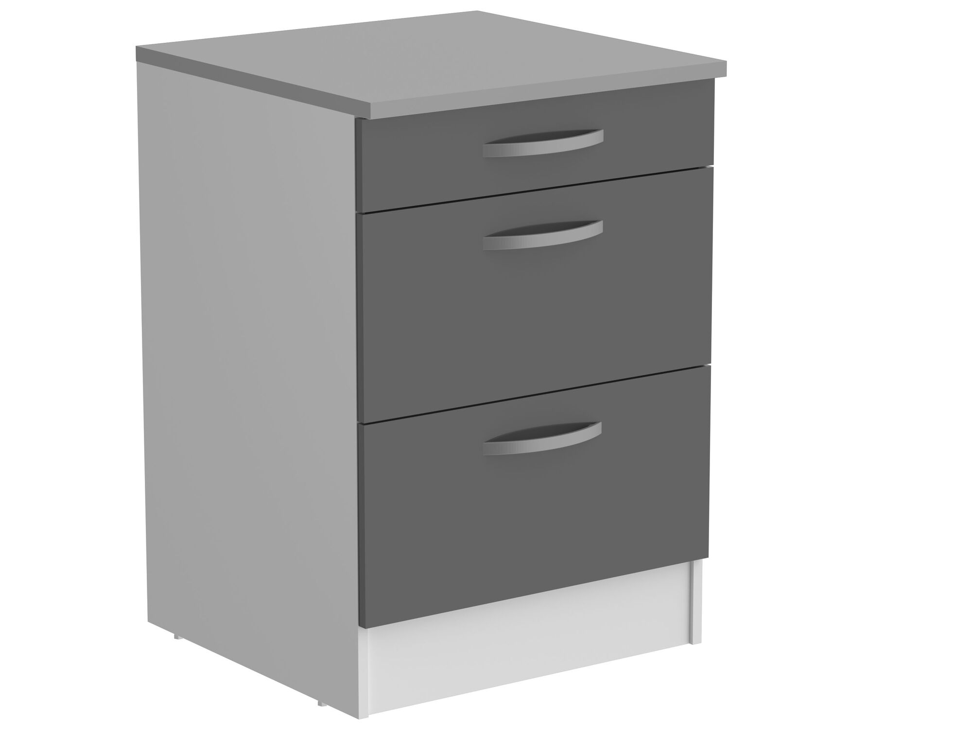 Meuble bas ECOTIC 3 tiroirs gris brillant