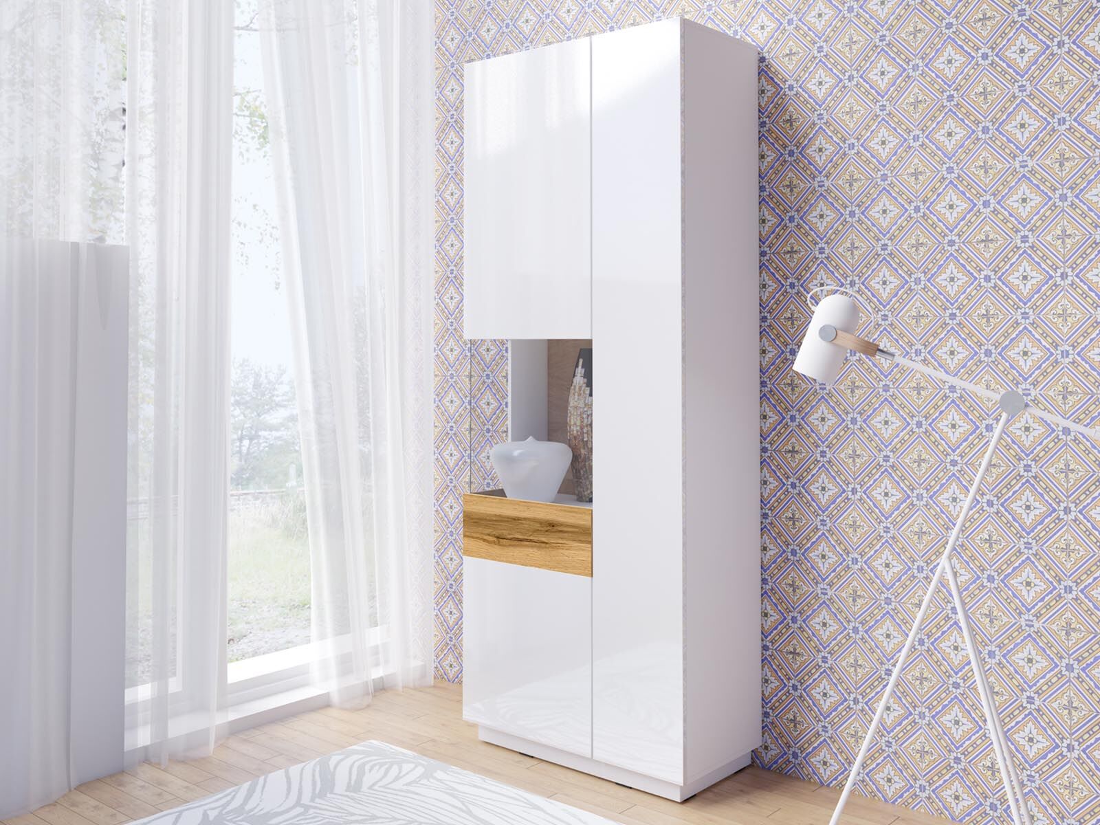 Vitrine SILAC 2 portes (gauche) blanc/wotan