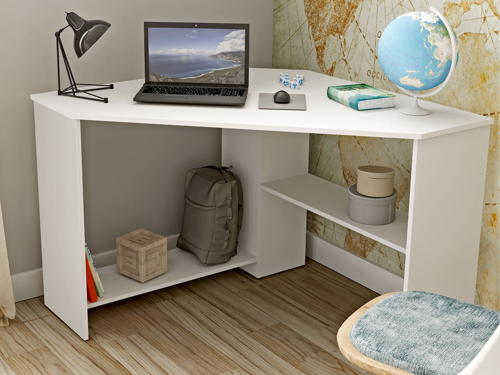 Bureau d'angle RINOLA 80 cm blanc
