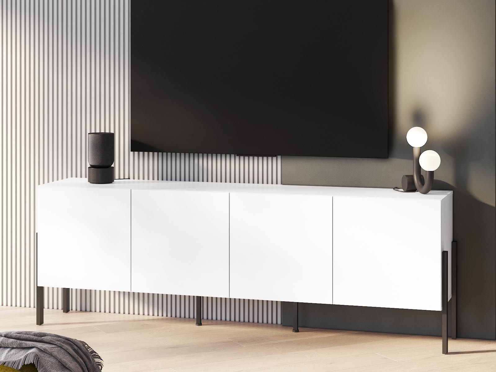 Meuble tv-hifi JUKAMI 4 portes blanc