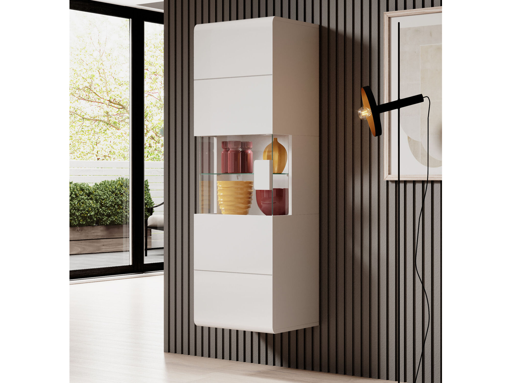 Colonne murale TOMASSON 1 porte blanc/blanc brillant