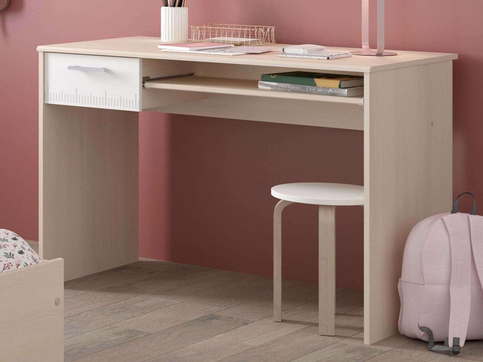 Bureau CARL acacia fumé/blanc