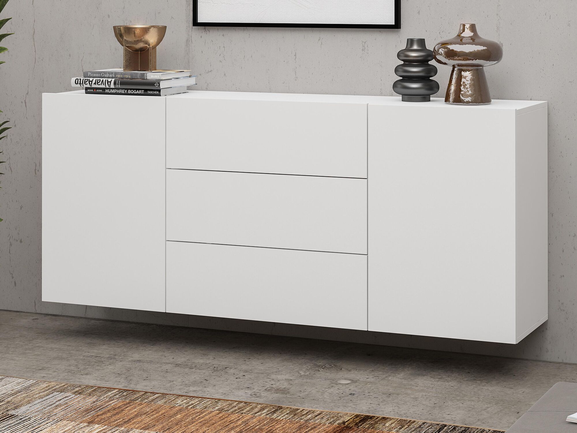 Buffet/bahut AVATAR 2 portes 3 tiroirs blanc