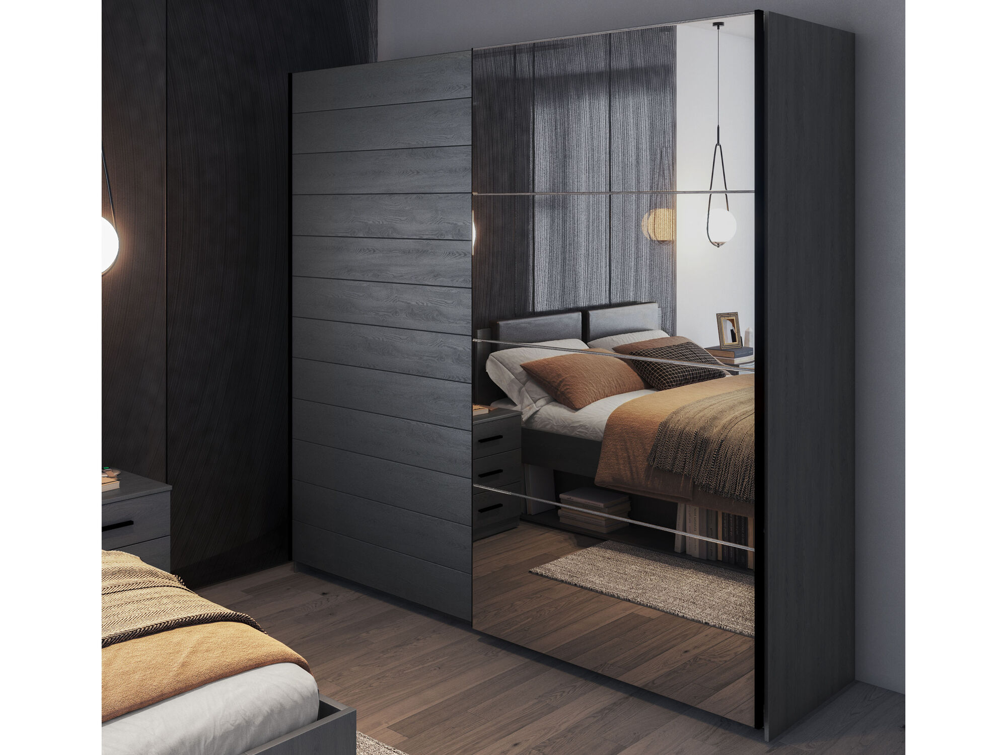 Armoire GALACTIC 2 portes 220 cm chêne carbon