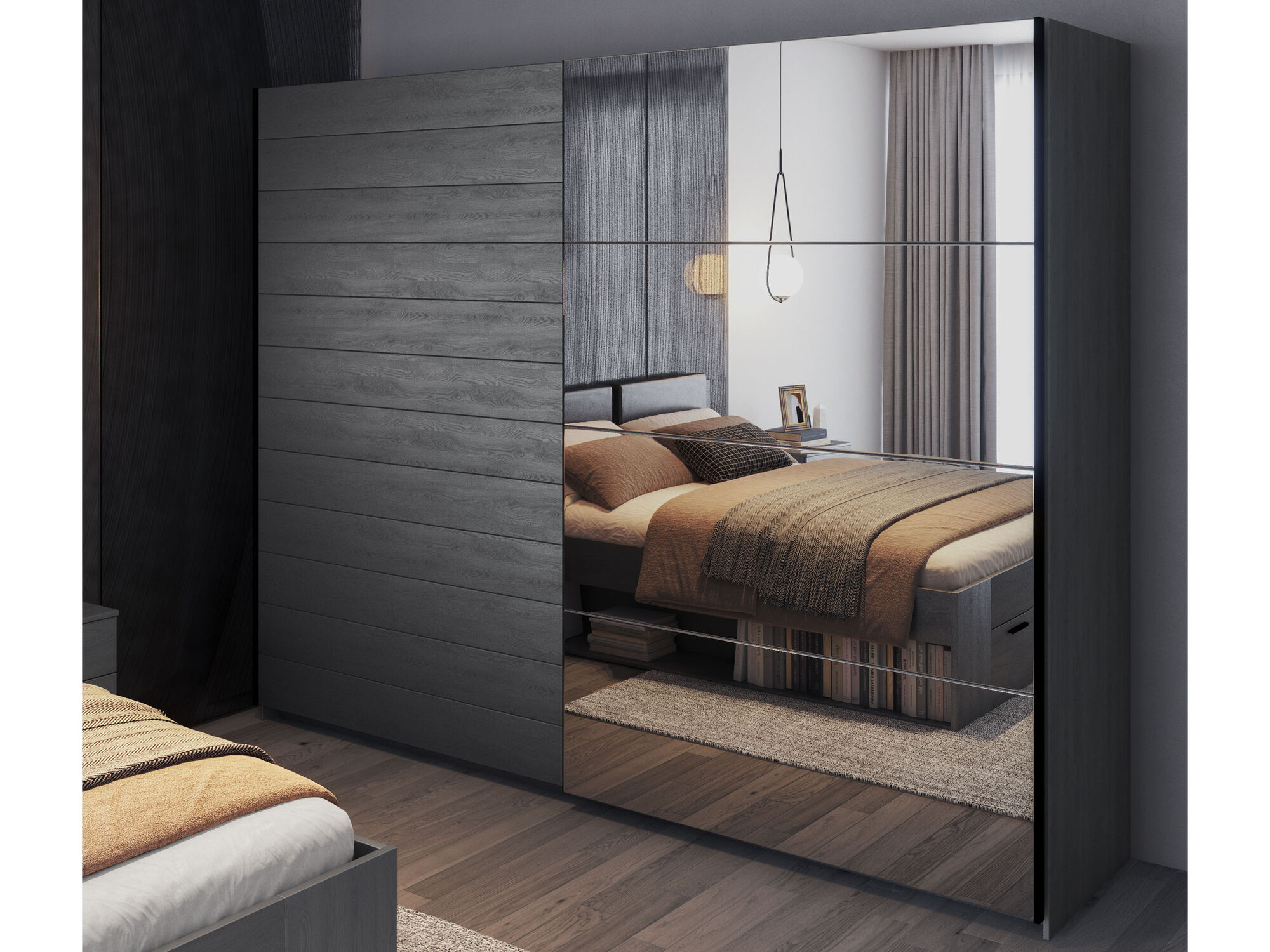 Armoire GALACTIC 2 portes 270 cm chêne carbon