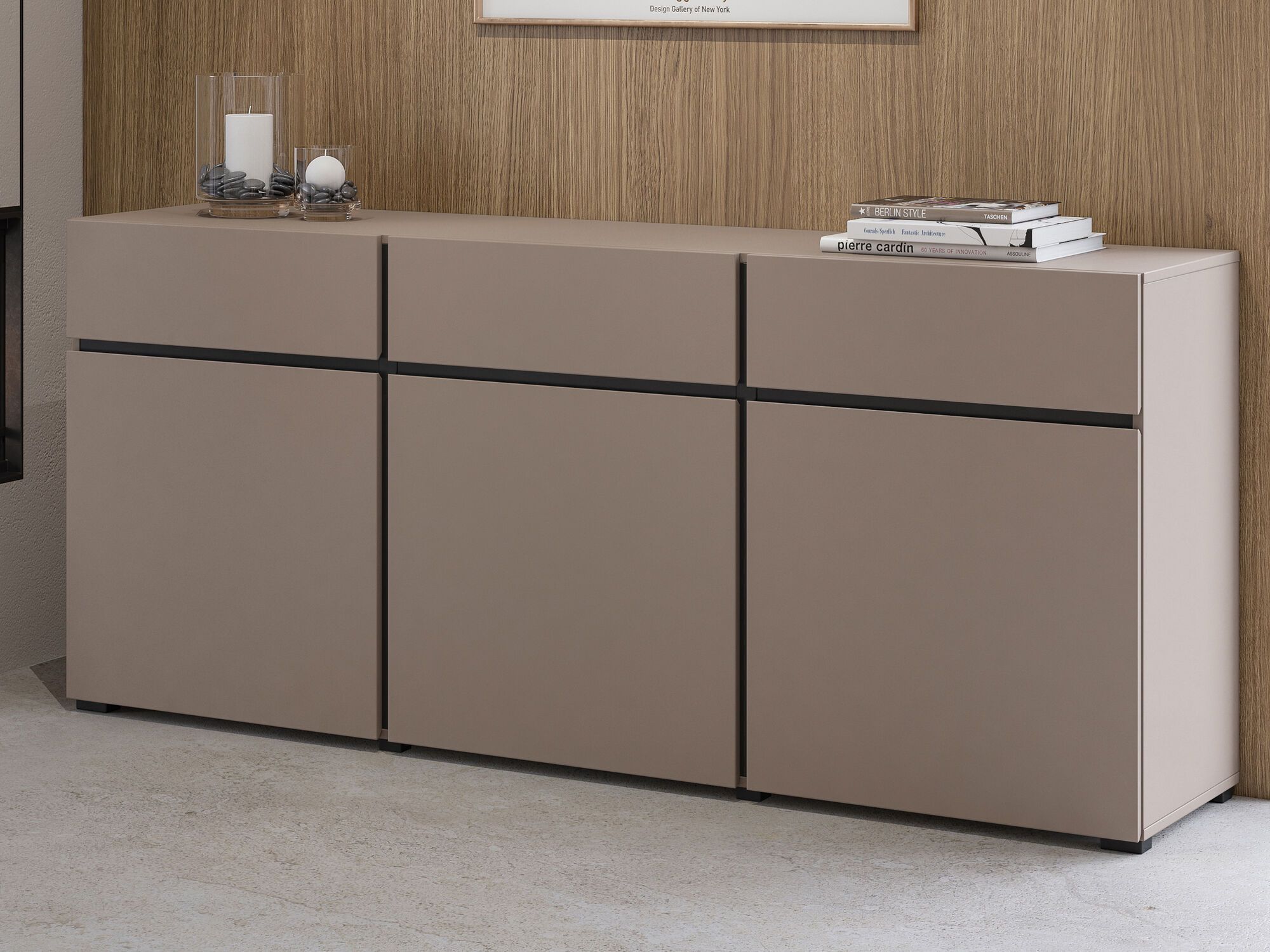 Buffet/bahut CROSSAIR 3 portes 3 tiroirs taupe