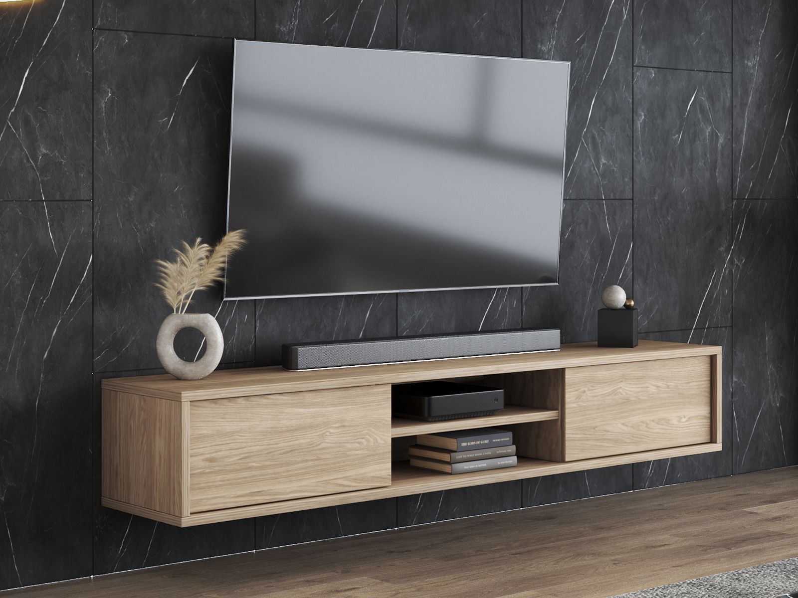 Meuble tv-hifi FRUNDA 2 portes battantes chêne