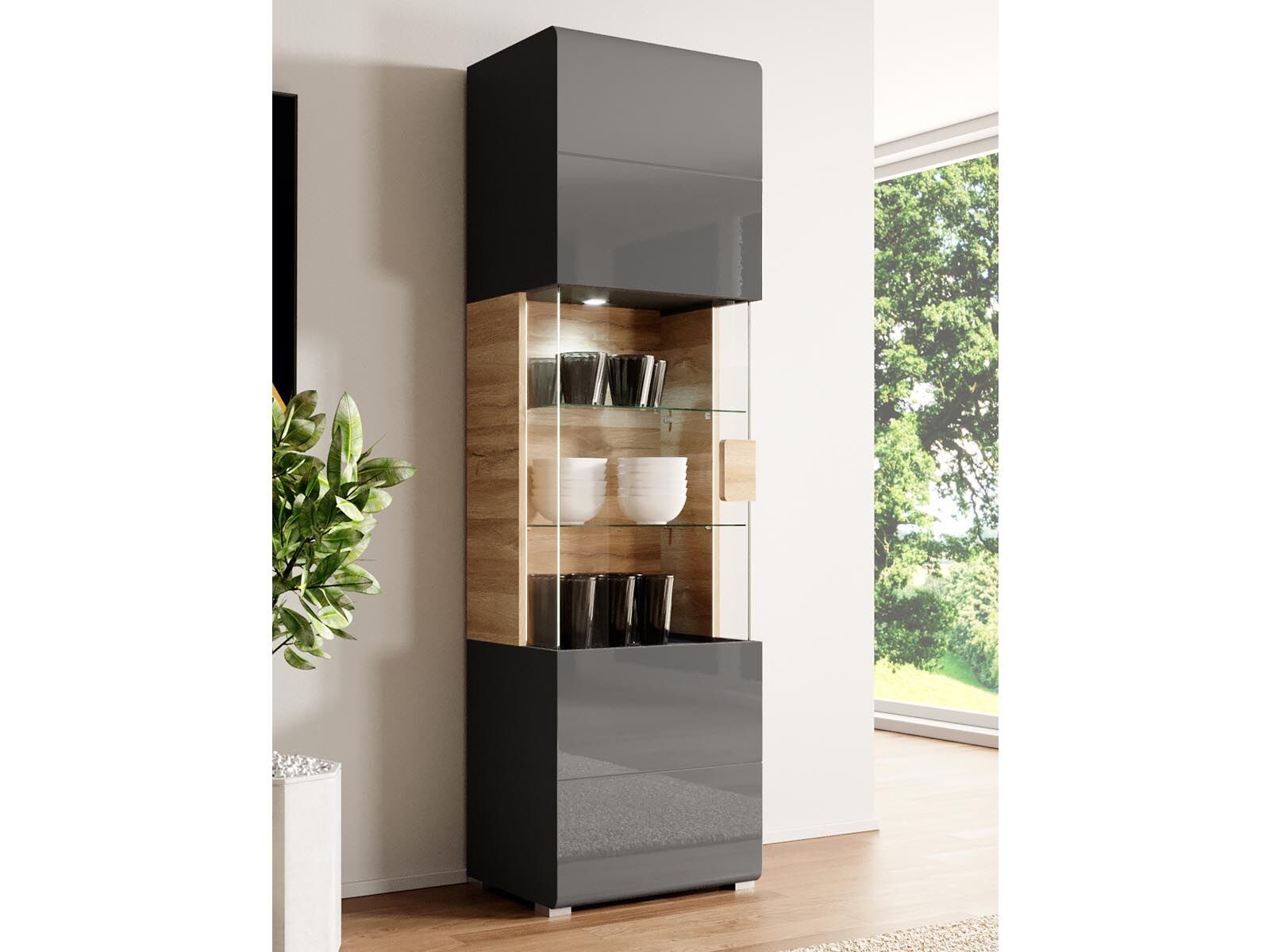 Colonne TORERO 1 porte chêne grandson/anthracite avec led