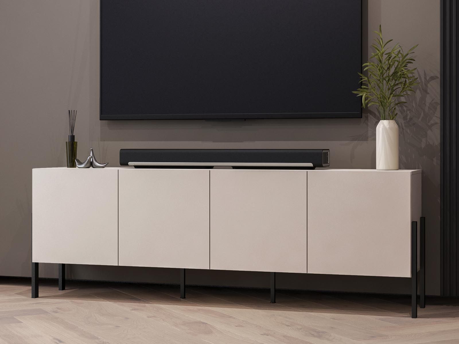Meuble tv-hifi JUKAMI 4 portes cachemire