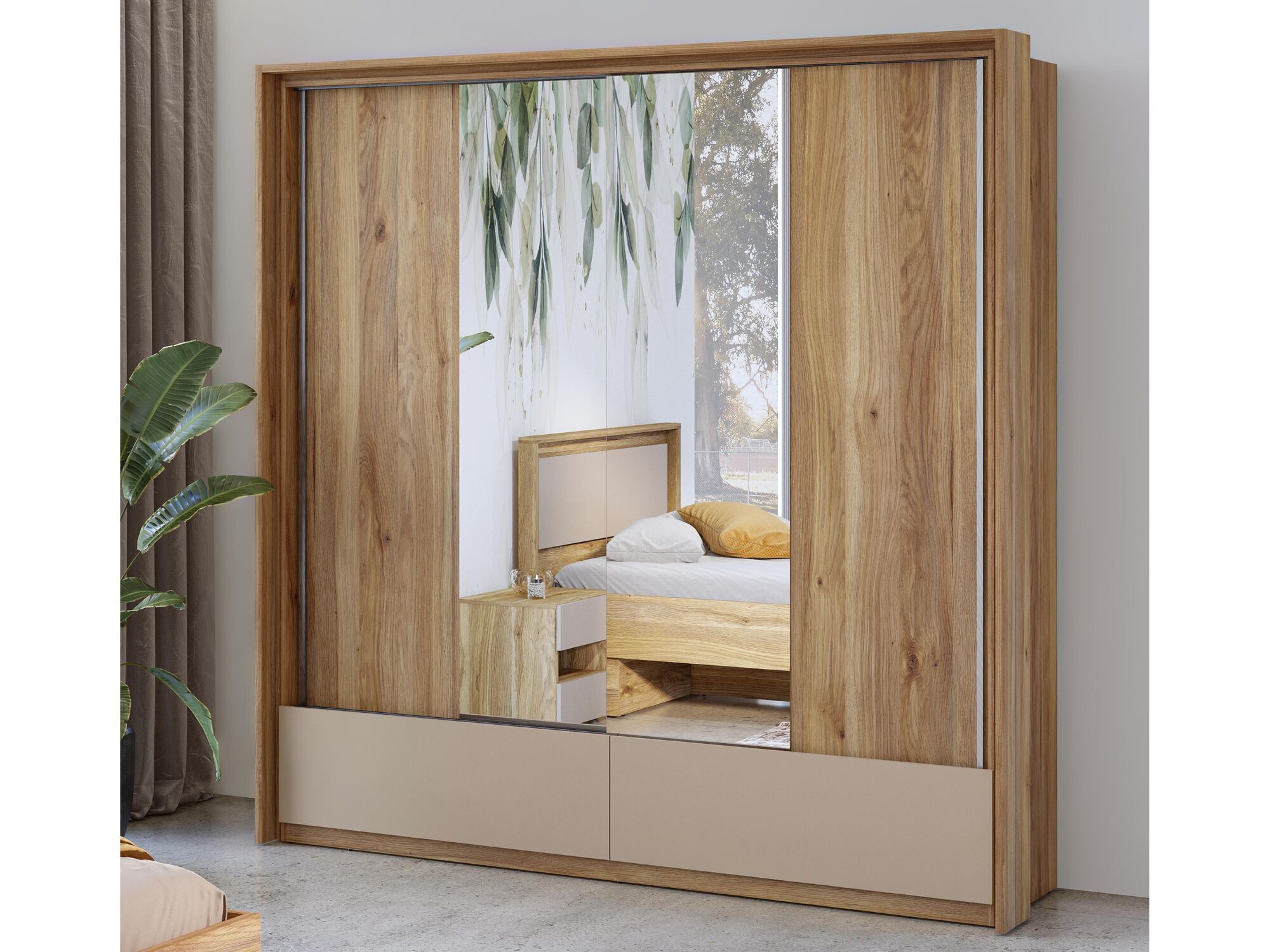 Armoire IMPALUNA 2 portes 2 tiroirs 210 cm chêne mauvella