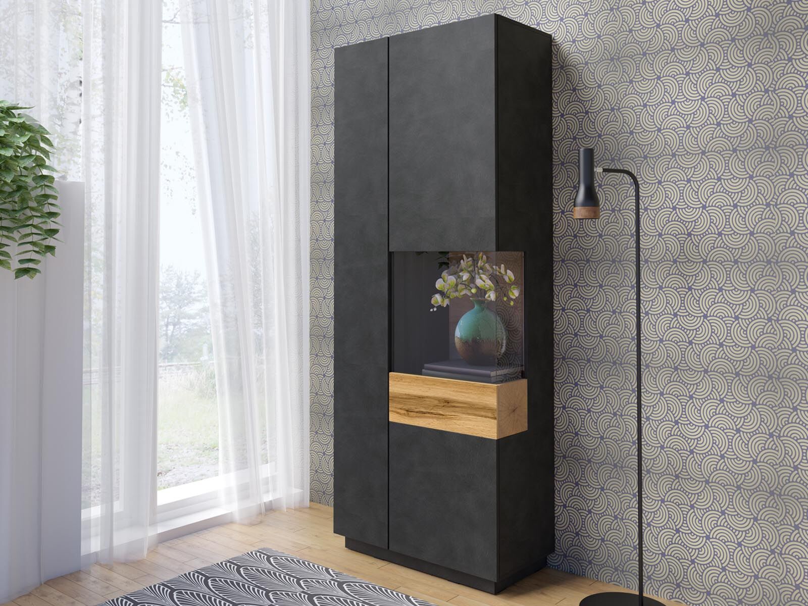 Vitrine SILAC 2 portes (droite) matera/chêne wotan