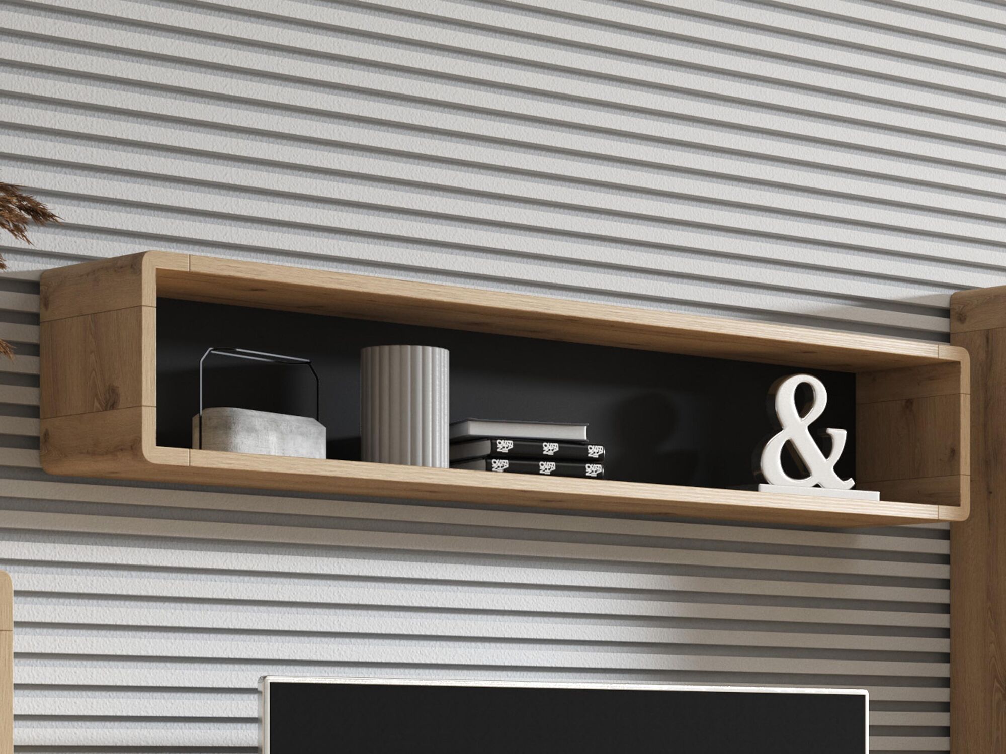 Étagère murale ASTER 150 cm noir mat/chêne taurus