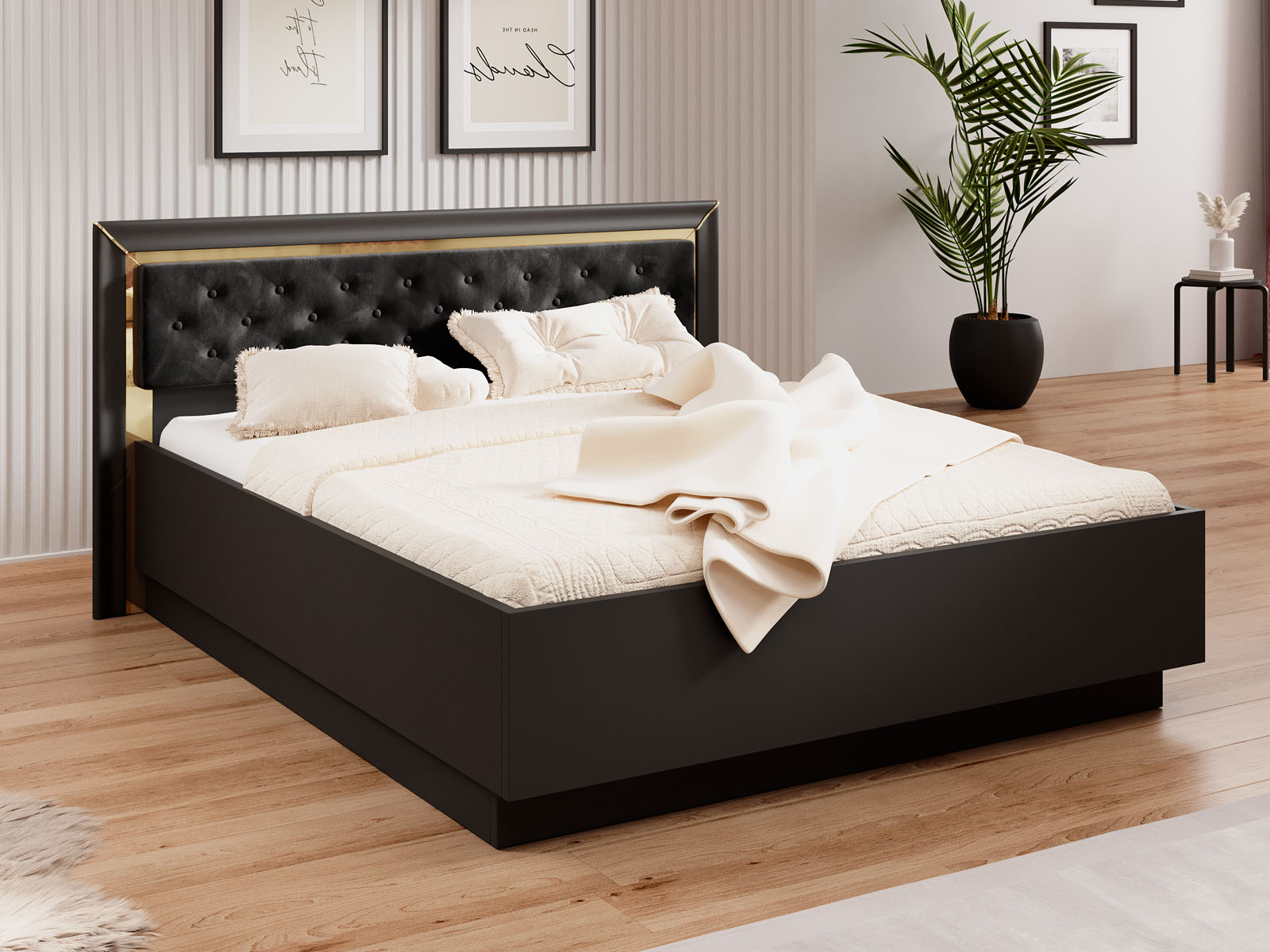 Lit ARNOLI 160x200 cm noir