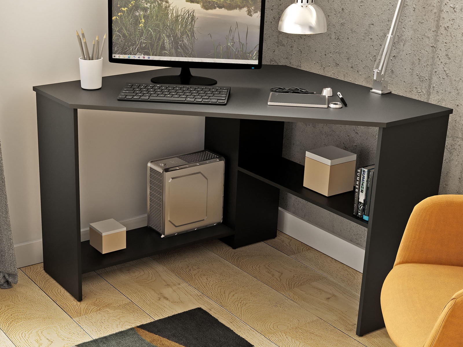 Bureau d'angle RINOLA 80 cm noir