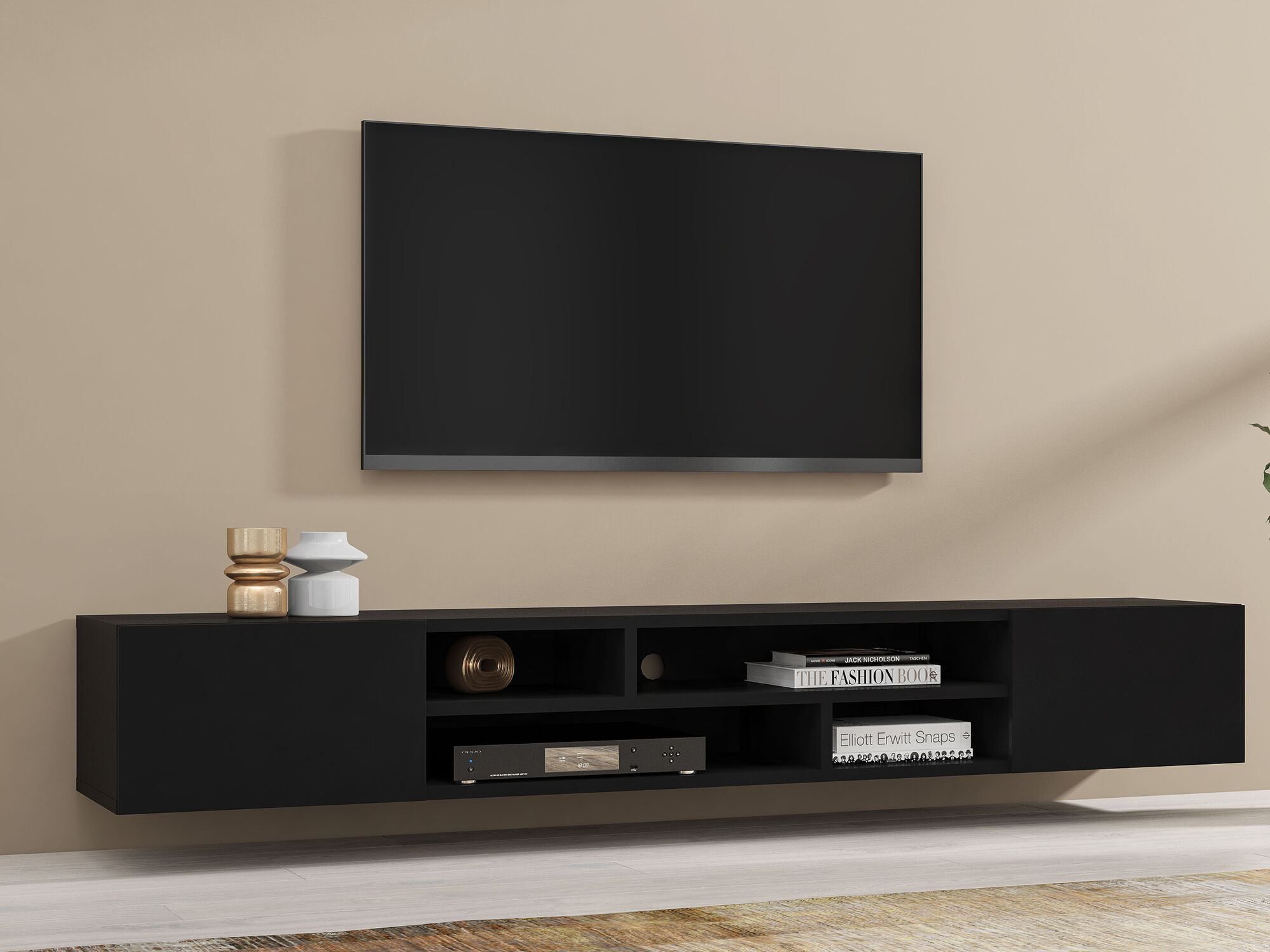 Meuble tv-hifi KODI 2 portes noir