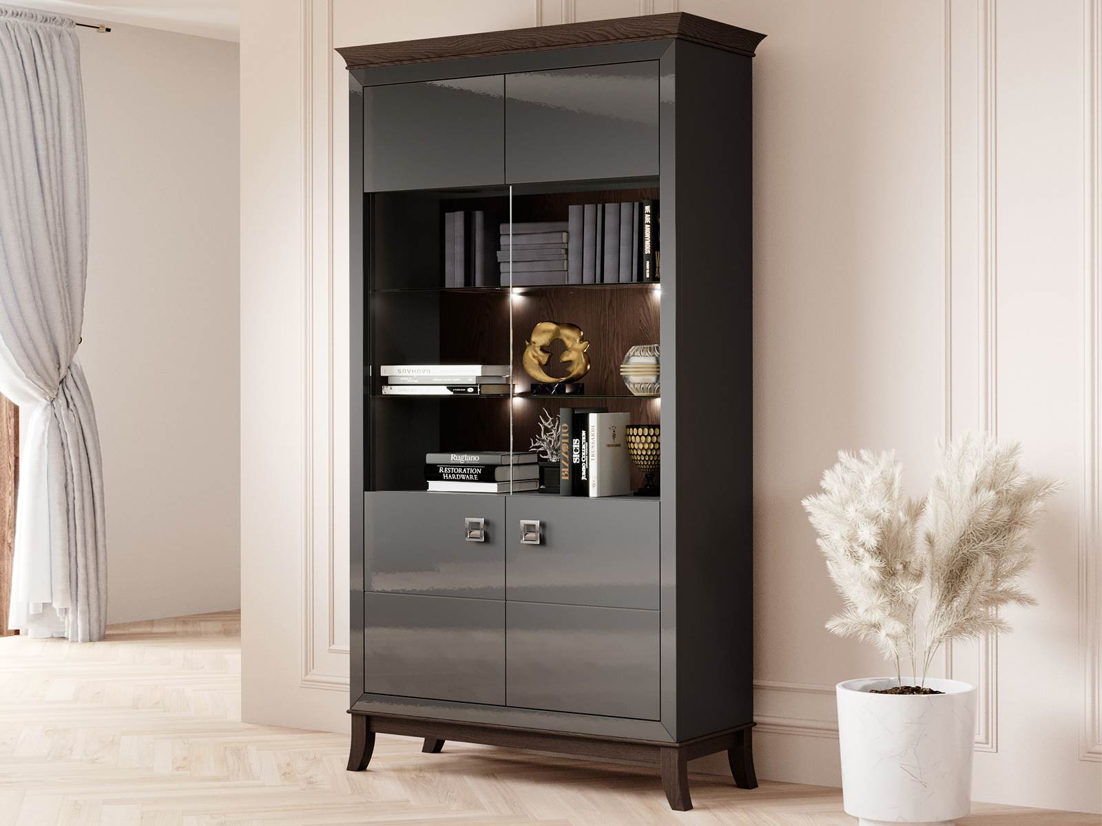 Vitrine TIROSA 2 portes anthracite brillant