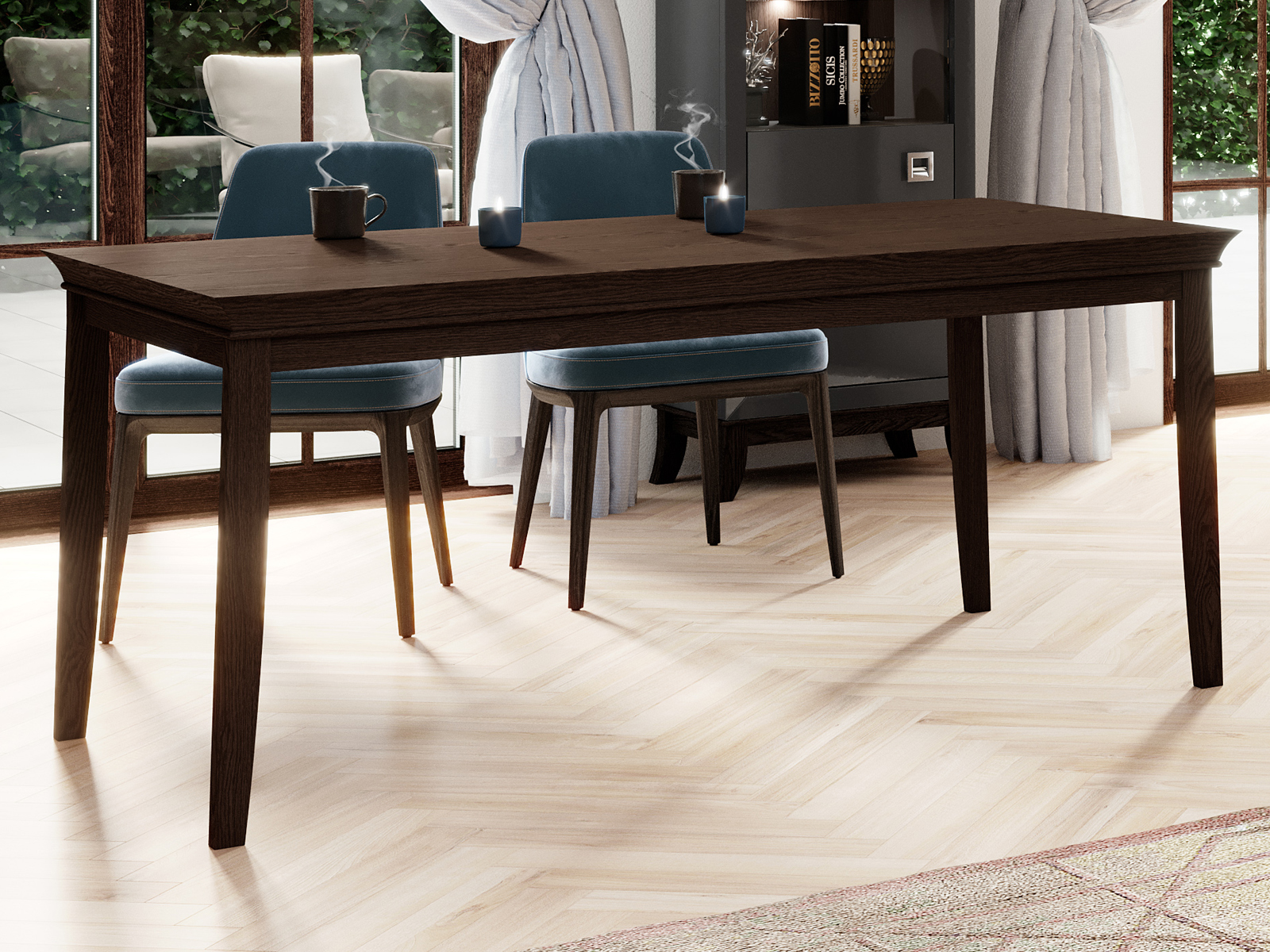 Table repas extensible TIROSA 160>200>240 cm chêne chocolat