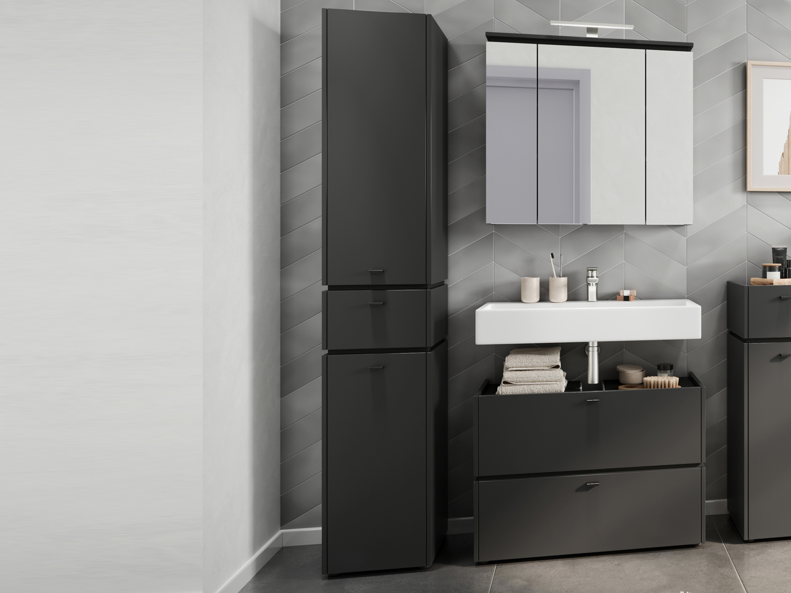 Colonne MODORI 2 portes 1 tiroir gris