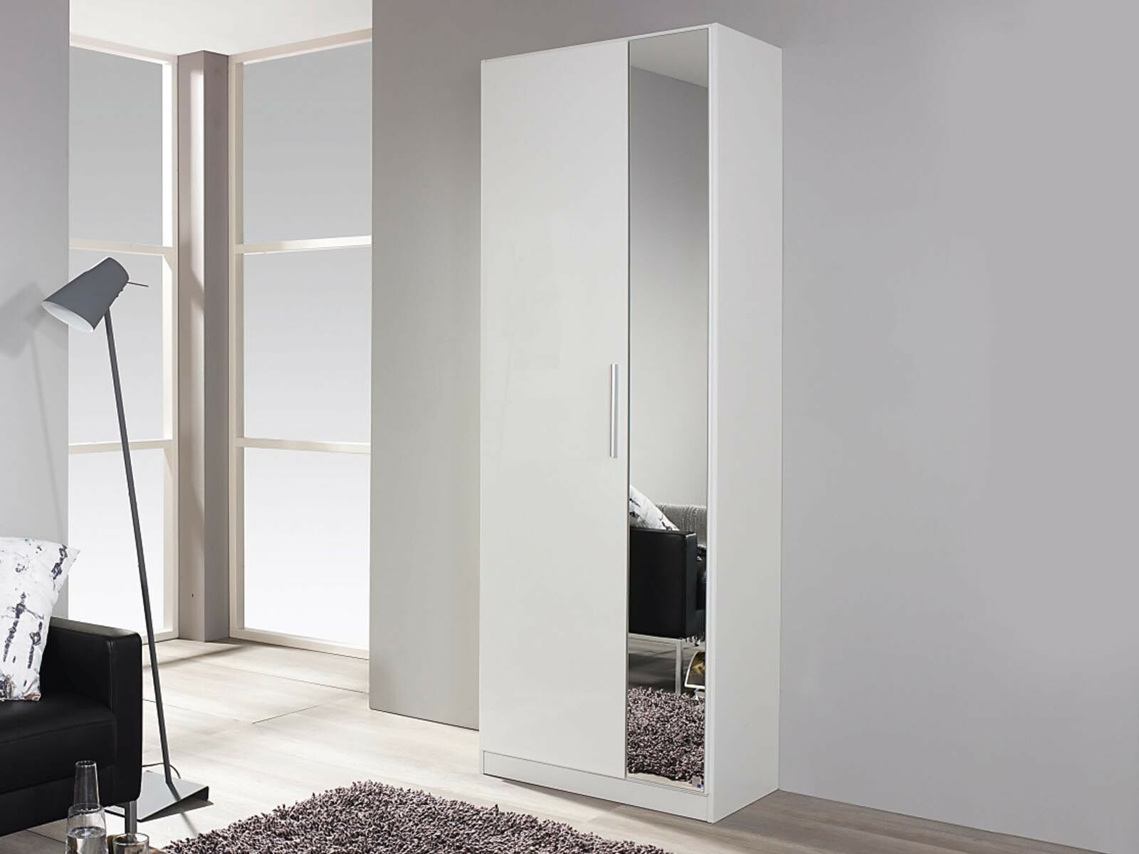 Armoire à chaussures MINOTOR 1,5 porte avec miroir blanc
