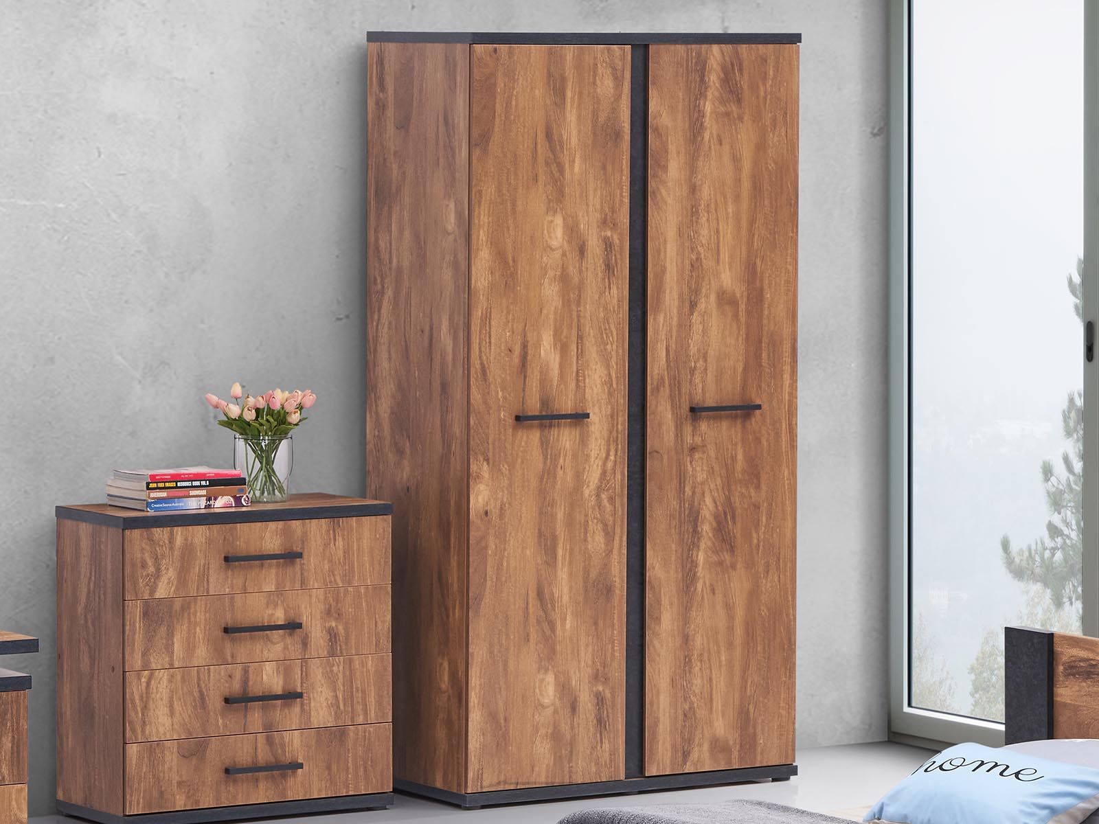 Armoire ELENAS 2 portes acacia