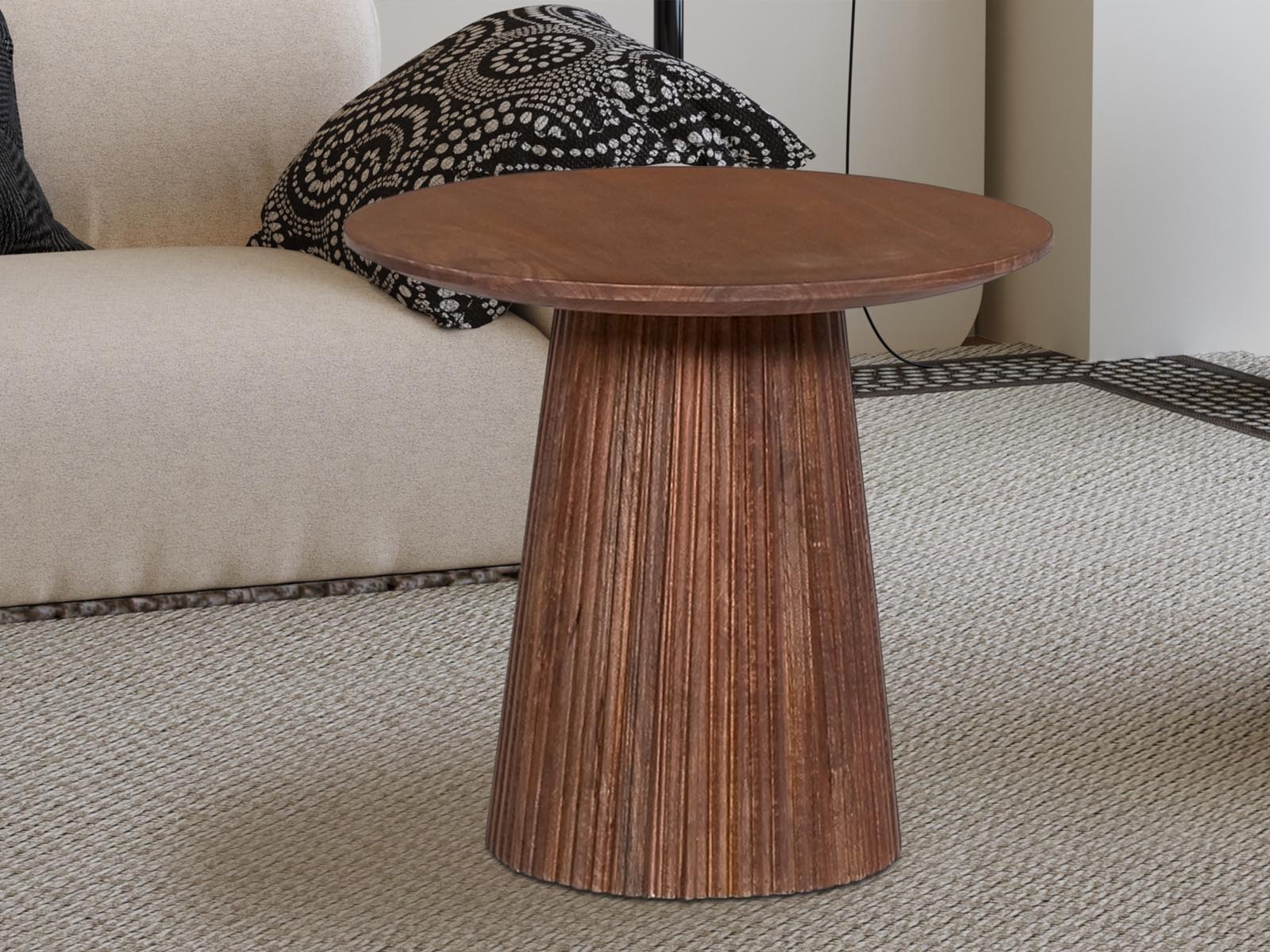 Table basse ronde MIGADON 50 cm brun clair