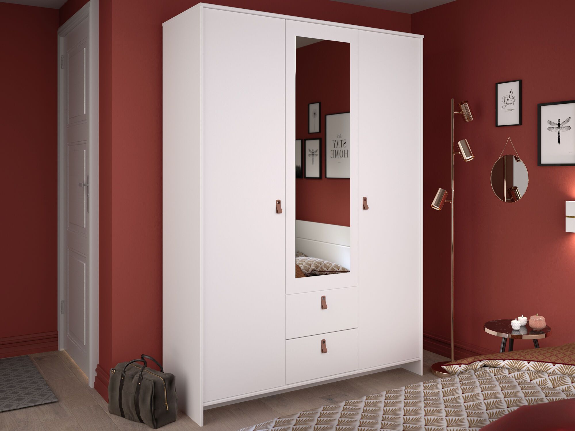 Armoire MINECO 3 portes 2 tiroirs blanc