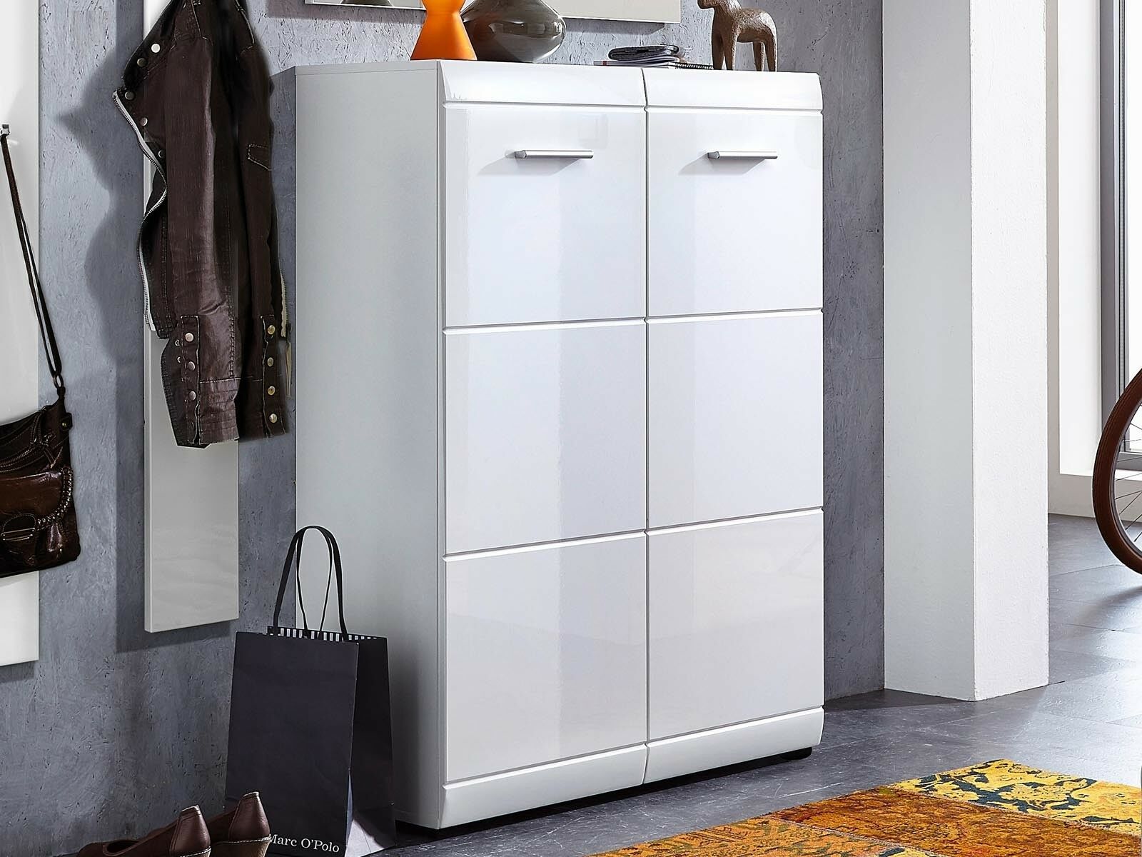 Meuble à chaussures PITTA 2 portes blanc brillant
