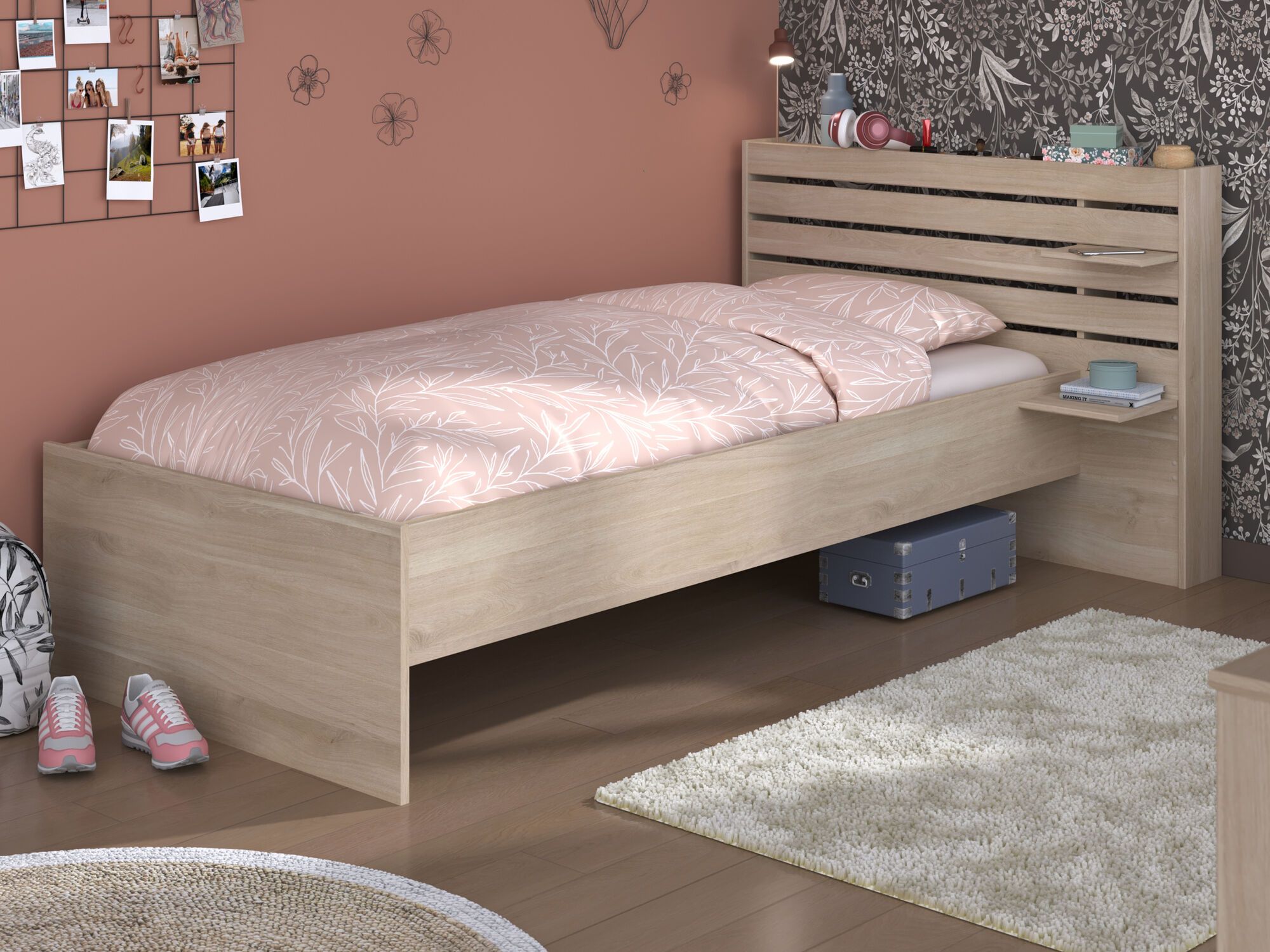 Lit ESCALADE 90x200 cm chêne japonais