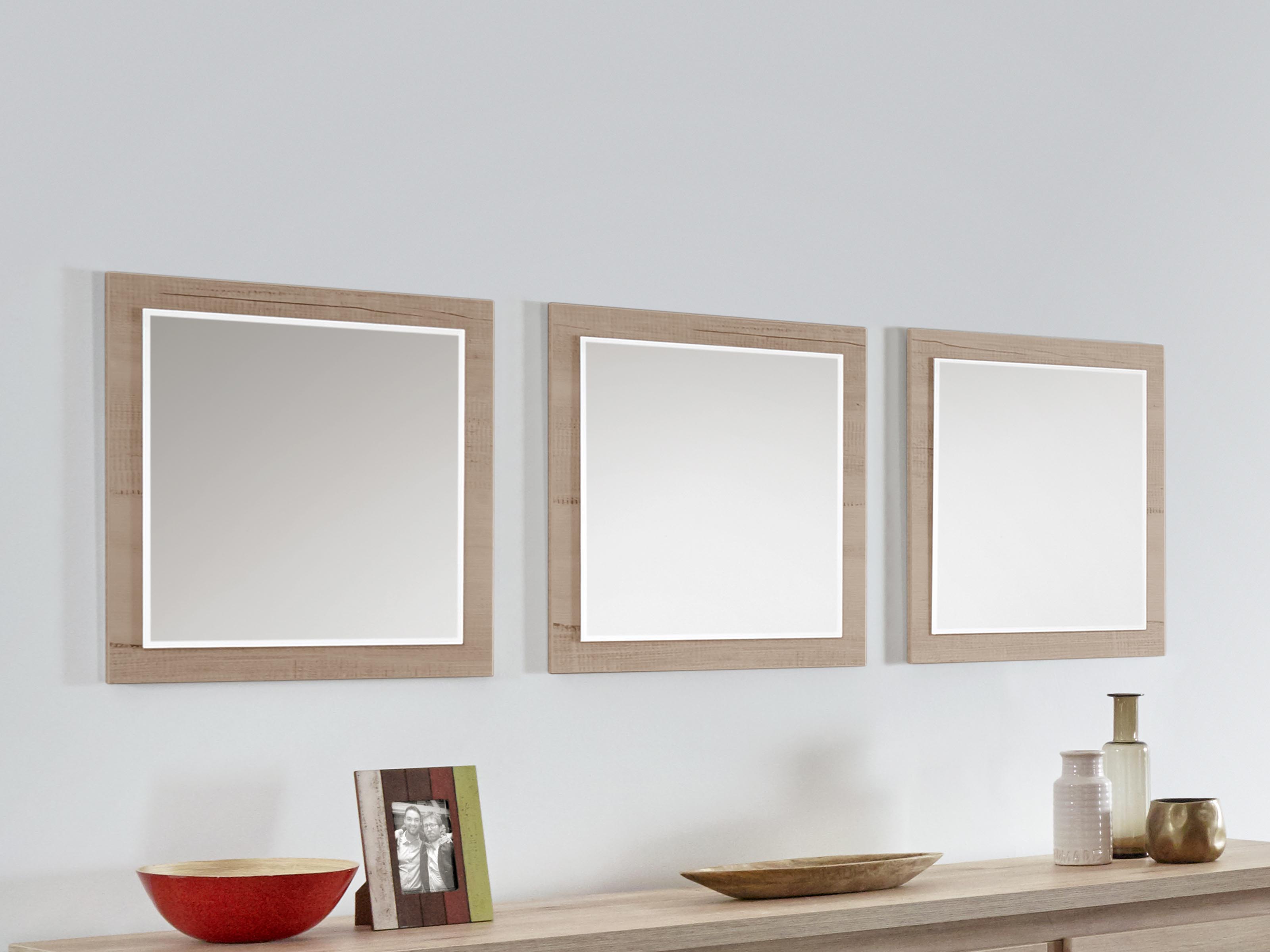Lot de 3 miroirs TRAMO chêne vieilli