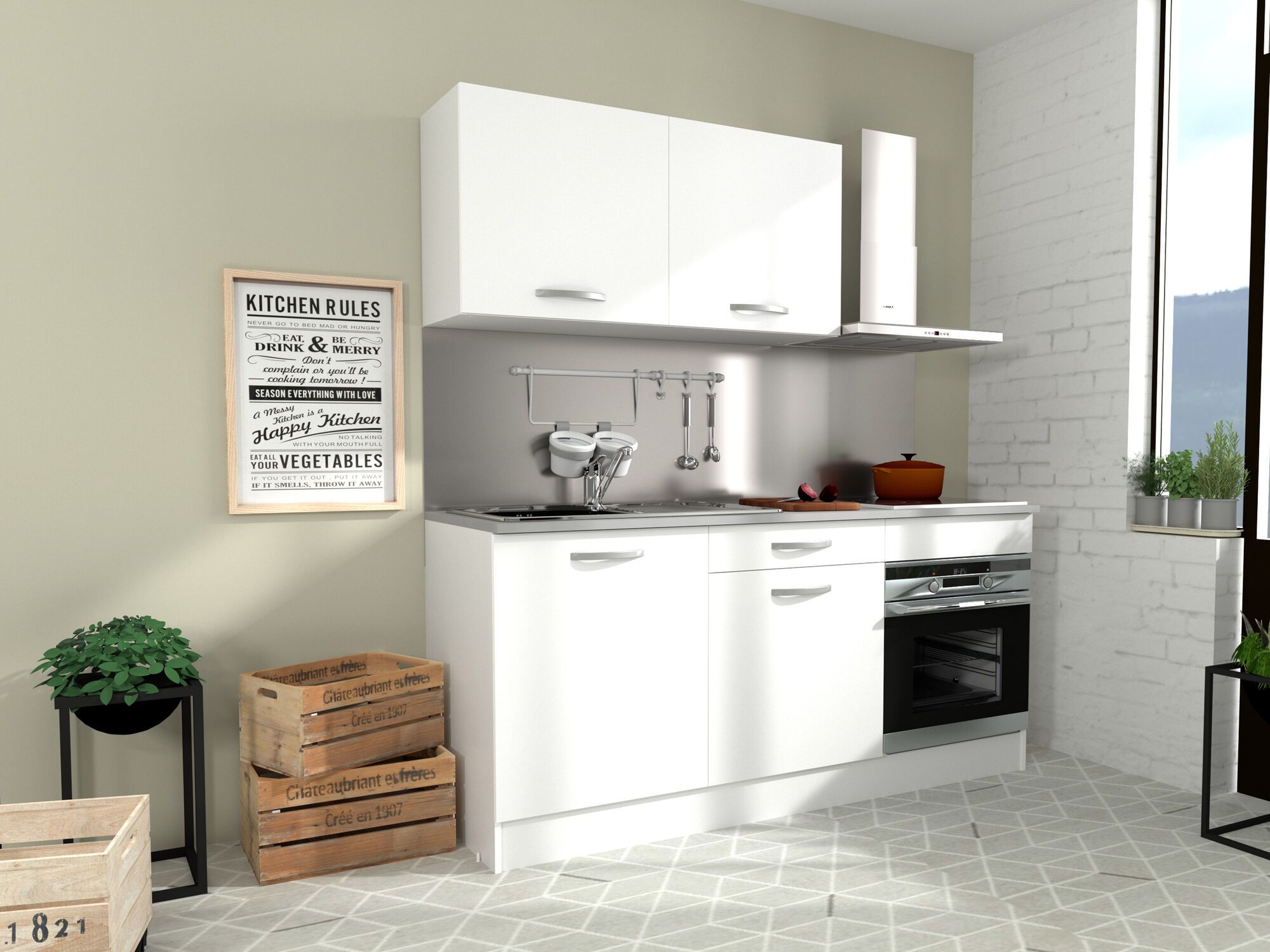 Bloc cuisine ECOTIC 180 cm blanc